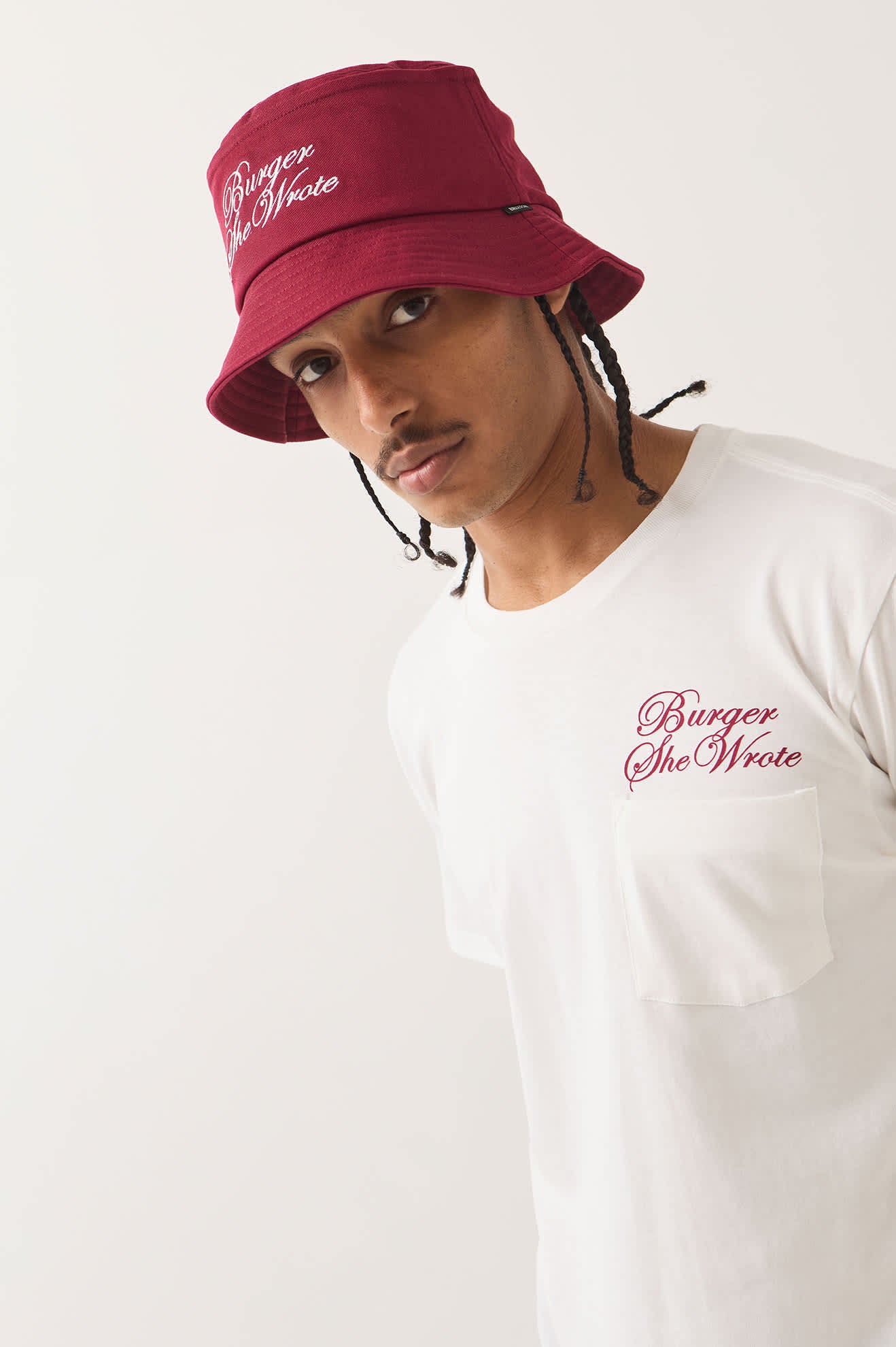 brixton-burger-she-wrote-bucket-hat-burgundy image 4