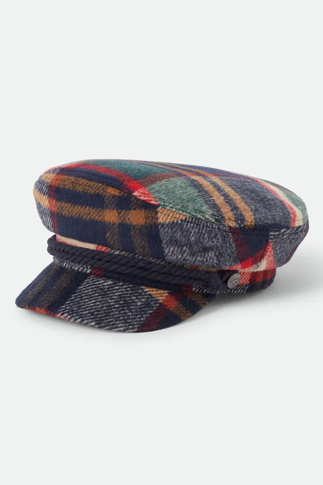 brixton-fiddler-fisherman-cap-navy-karo-docker-cap image 1