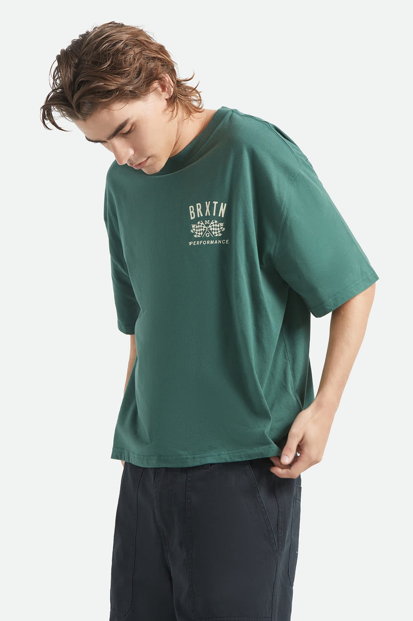 brixton-primary-cropped-shirt-primal-green-boxy image 3