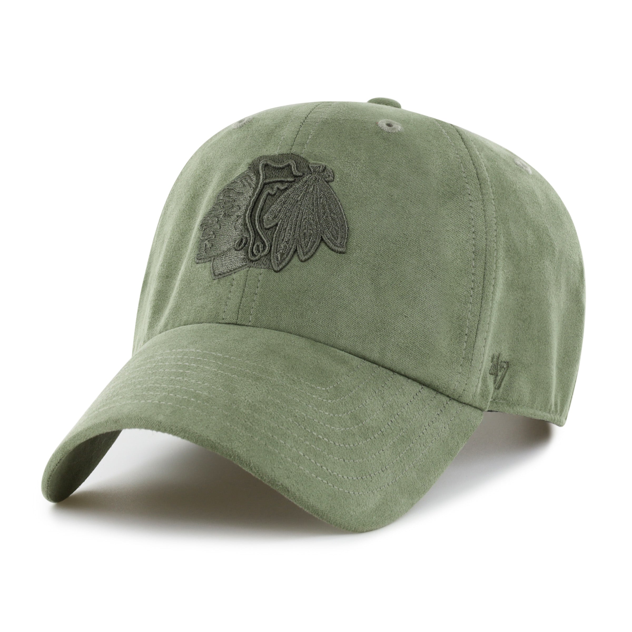 47-brand-clean-up-chicago-blackhawks-ballpark-suede-cap-moss image 1