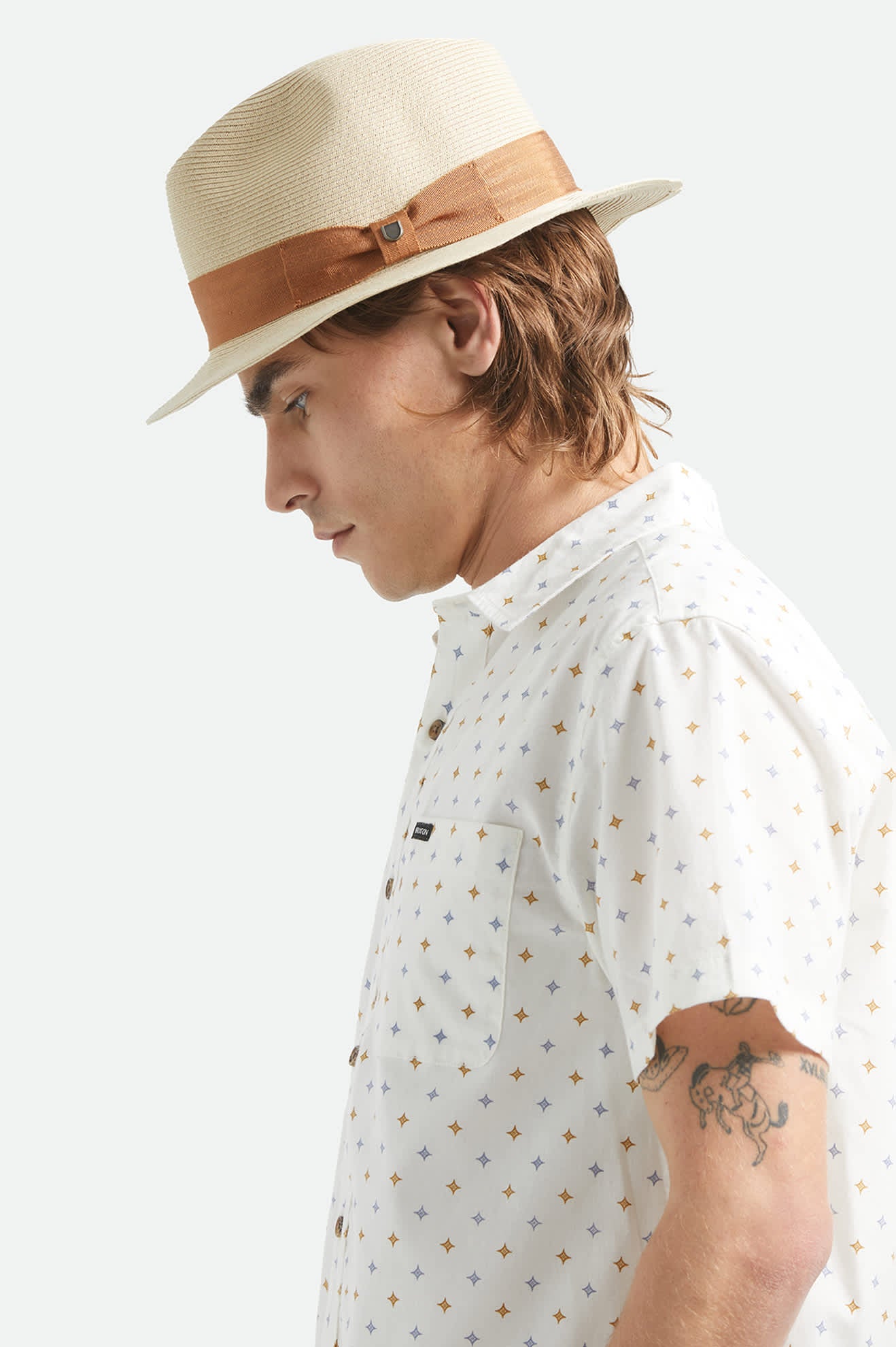 brixton-roma-straw-fedora-hut-natural-bronze-packable-stroh image 3