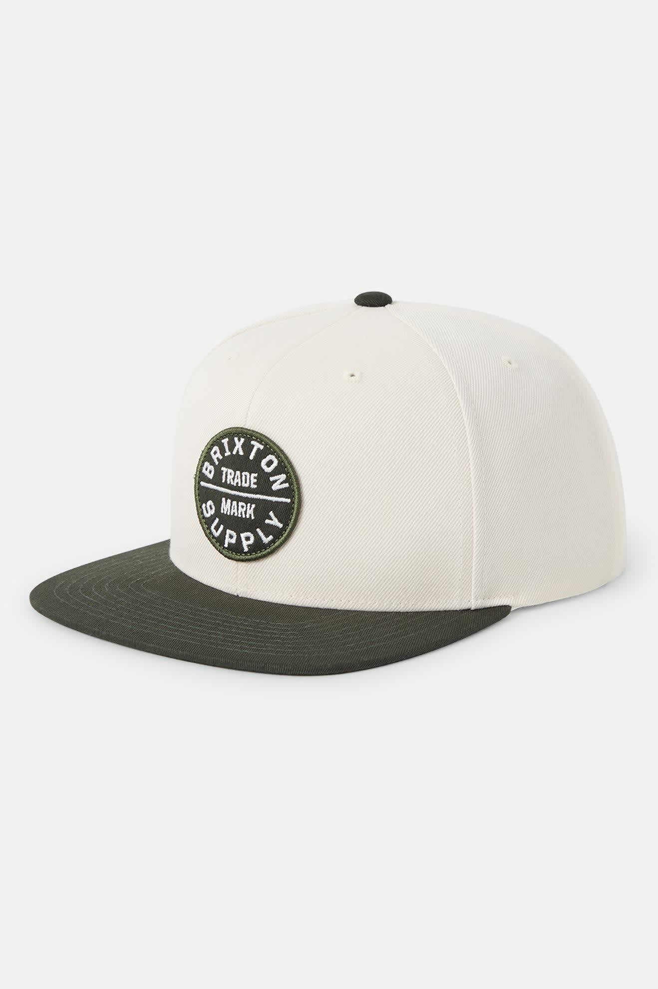 brixton-oath-iii-snapback-wax-paper-dark-olive-patch-cap image 1