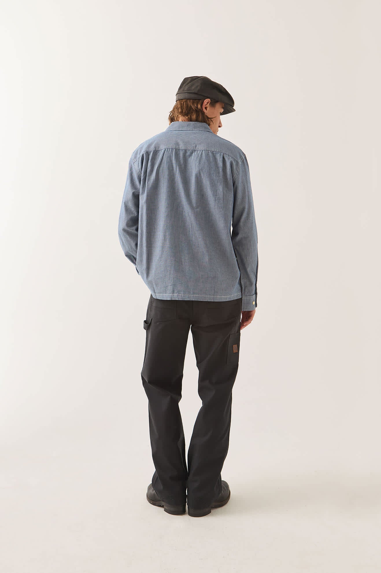 brixton-trademark-langarmhemd-blue-chambray-micro-stripe image 4