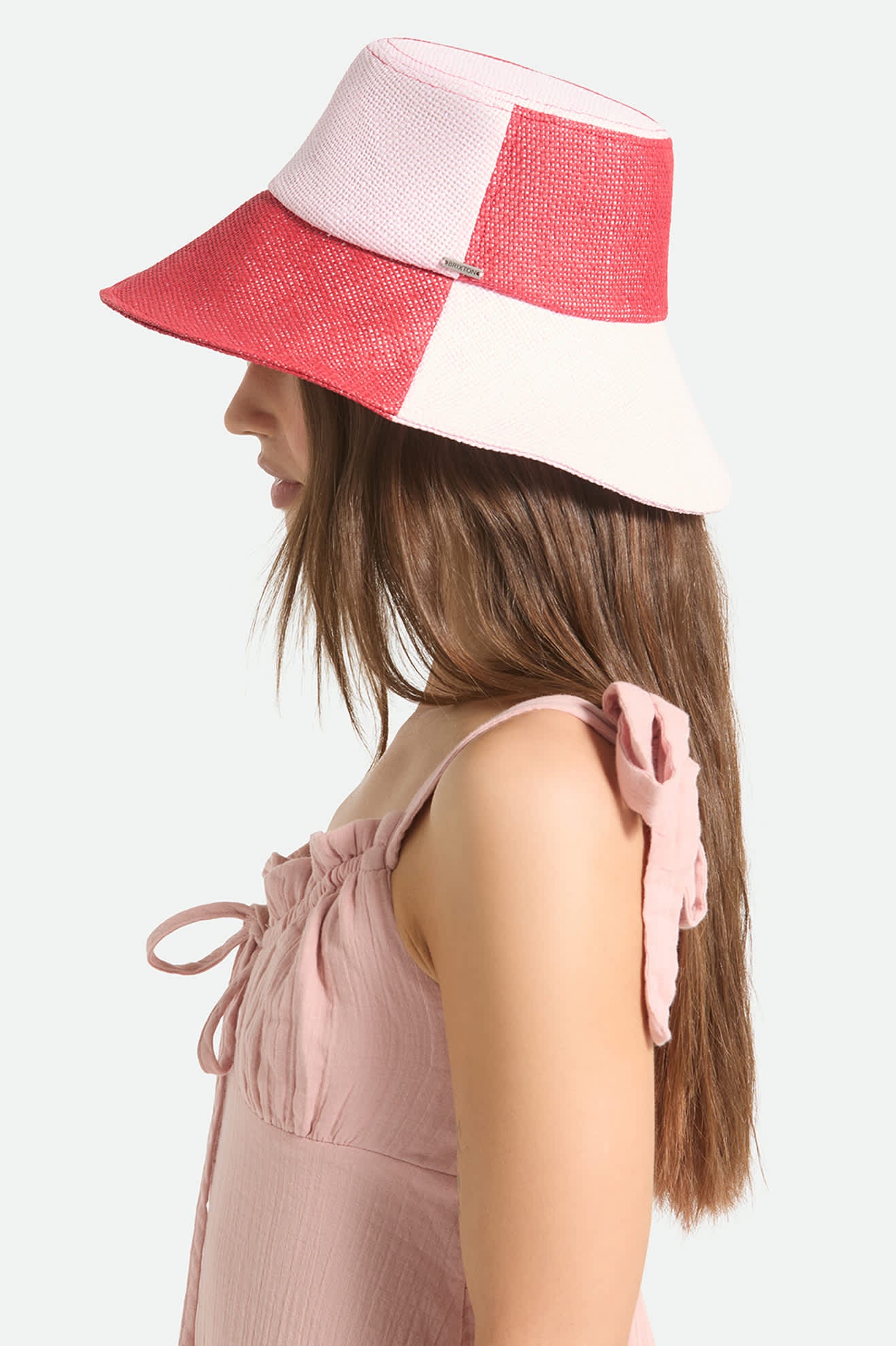 brixton-harmony-bucket-hat-silber-pink-strohhut-packbar image 3