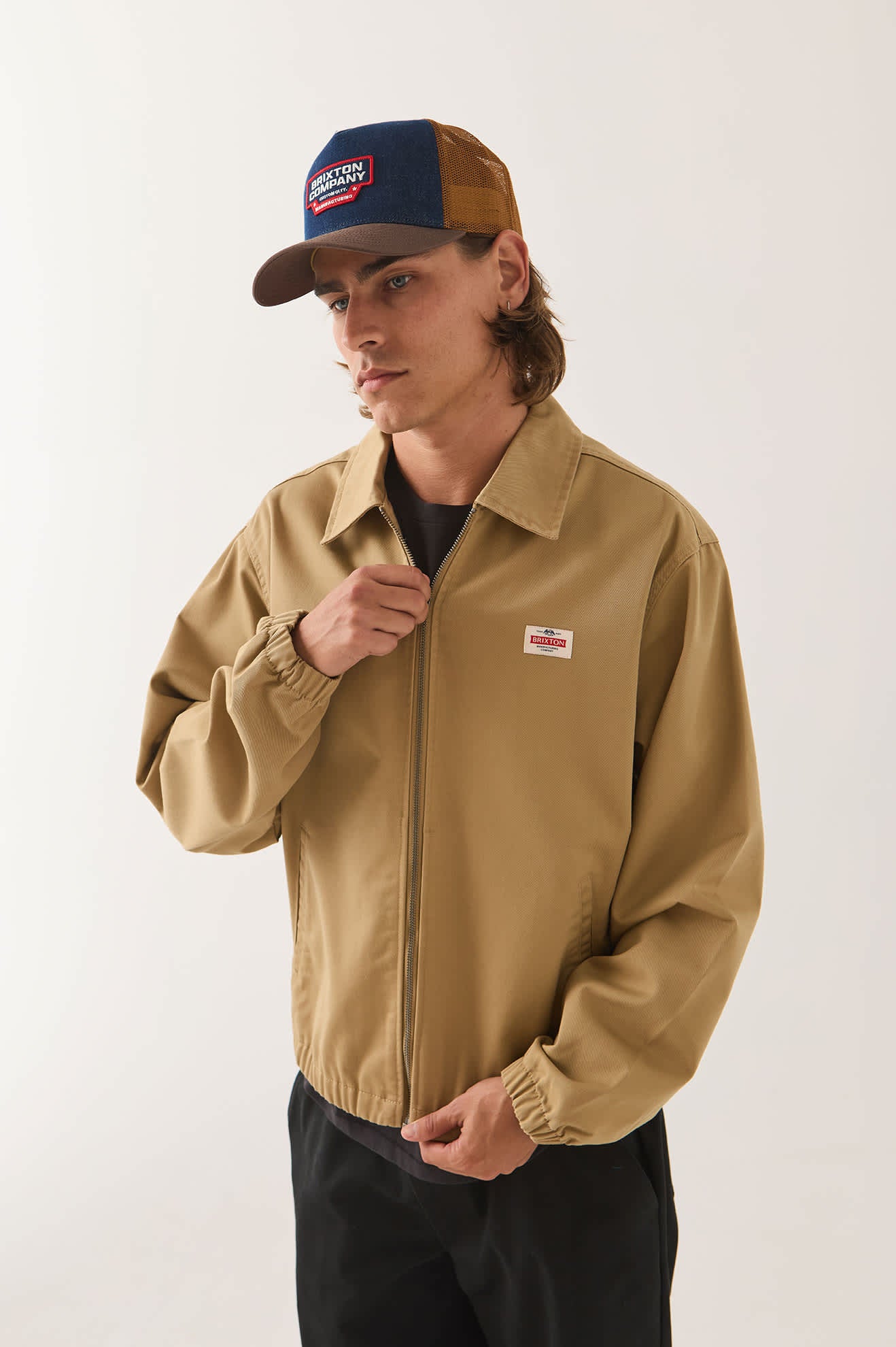 brixton-trademark-garage-zip-jacke-british-khaki image 6