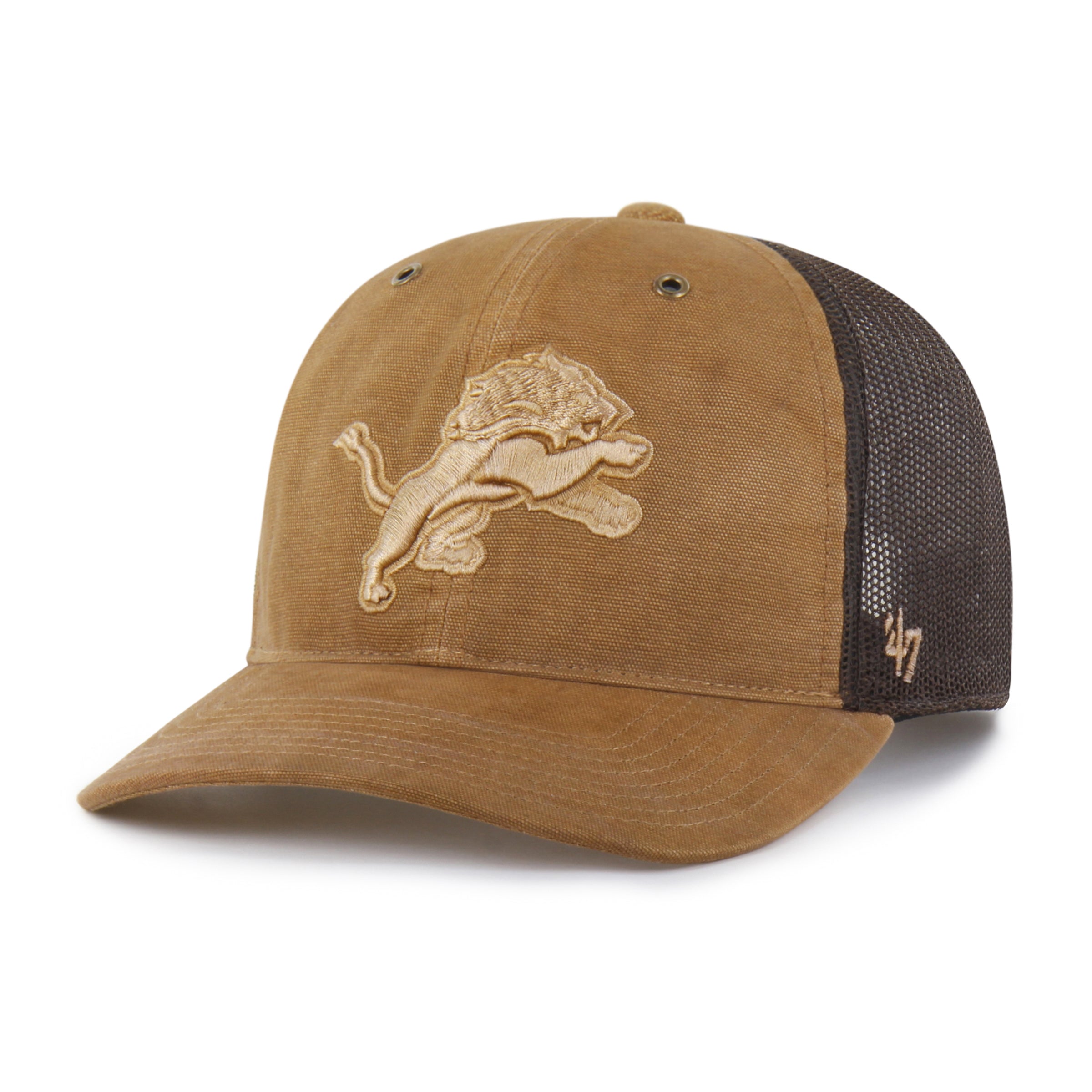 47-brand-carhartt-dyed-47-trucker-rf-detroit-lions-cap-braun-snapback image 4