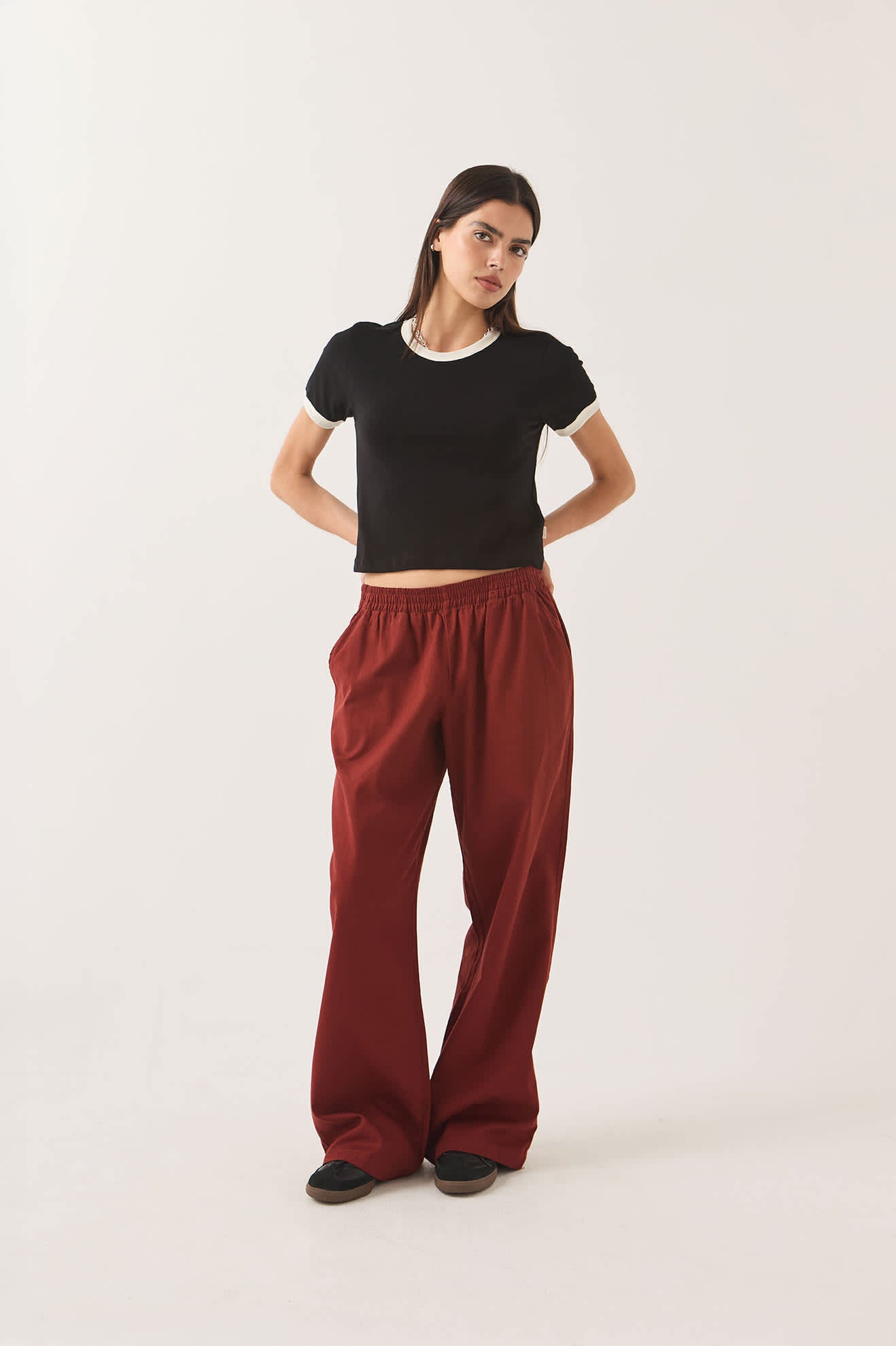 brixton-lounge-pant-hose-dark-brick-baumwolle image 1