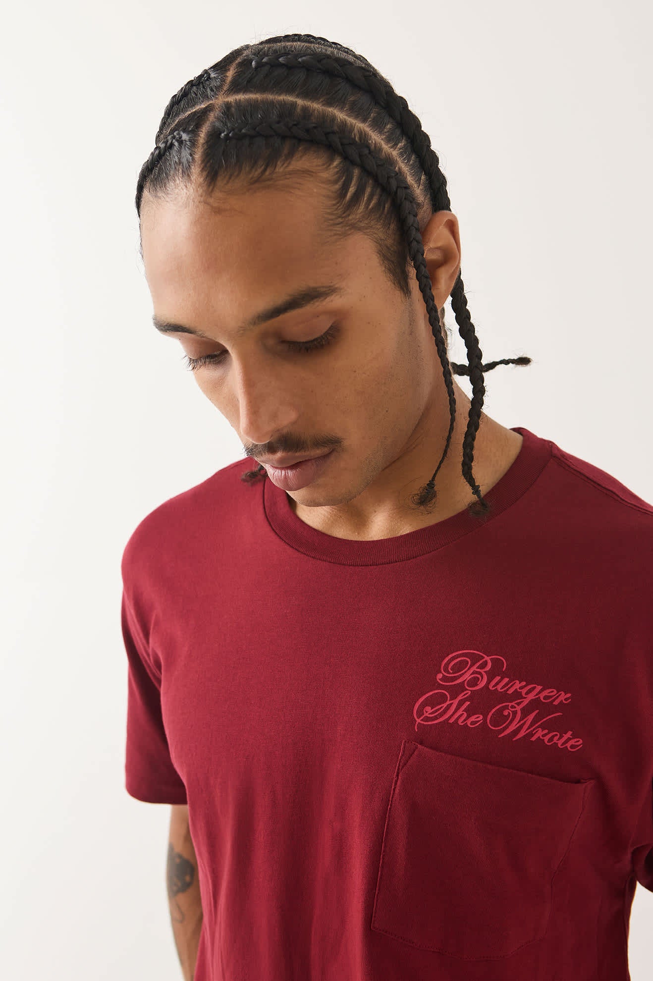 brixton-burger-she-wrote-pocket-t-shirt-burgundy-baumwolle image 3