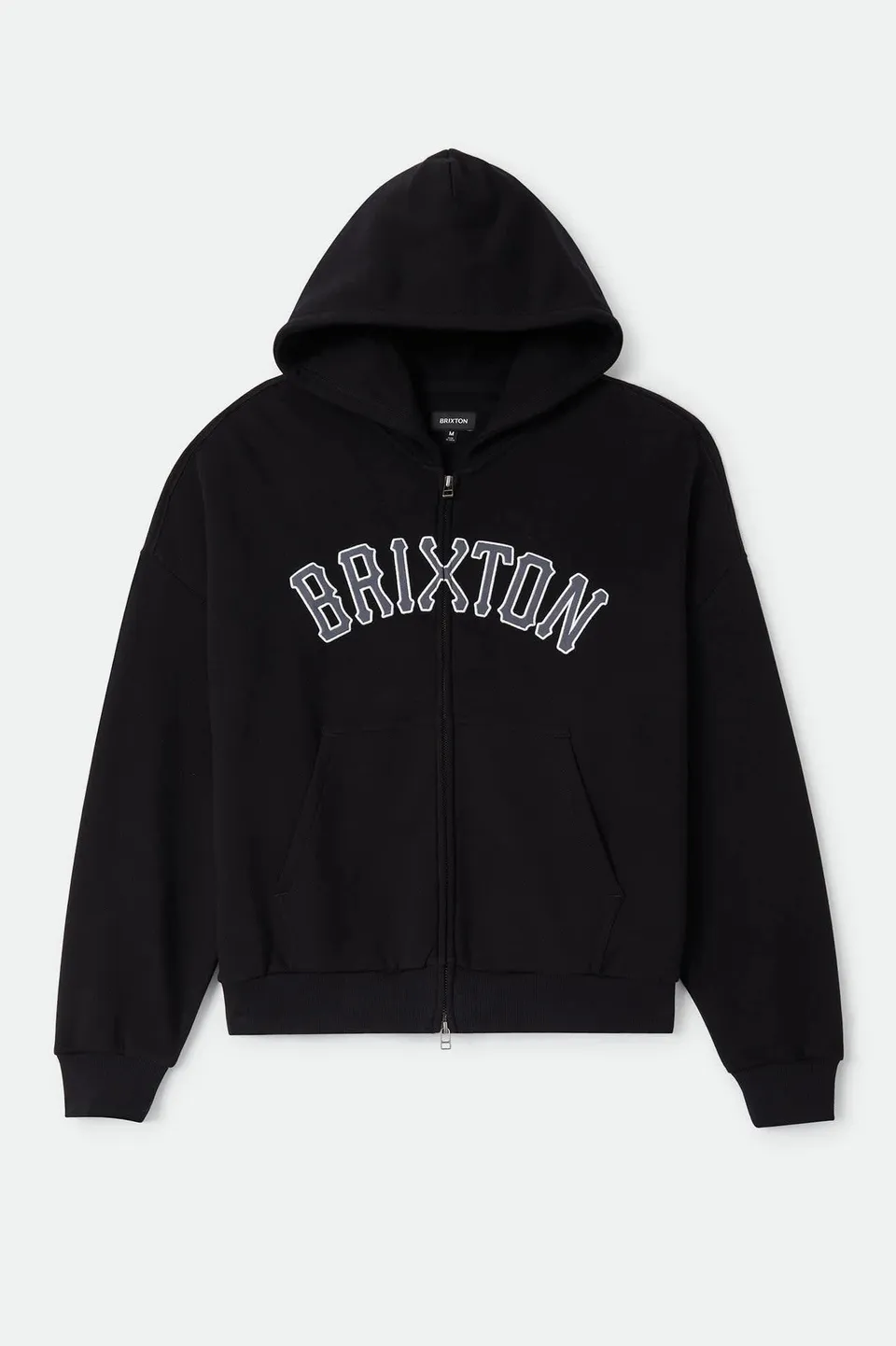 brixton-dugout-zip-hood-fleece-black-grey-terry image 1