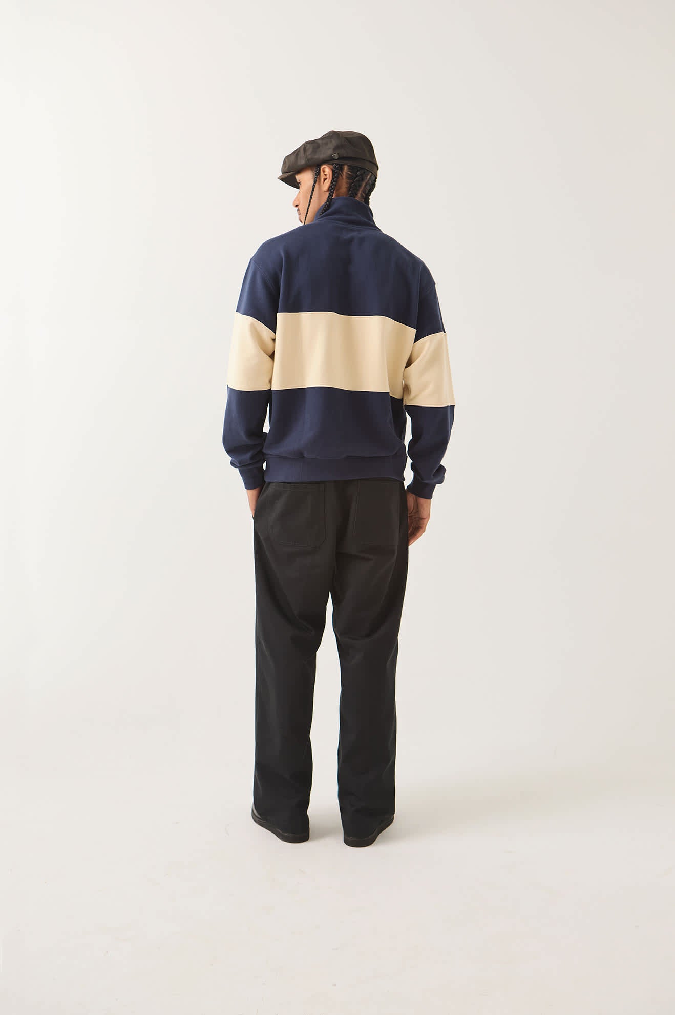 brixton-danville-quarter-zip-fleece-navy-whitecap-troyer-330gsm image 3