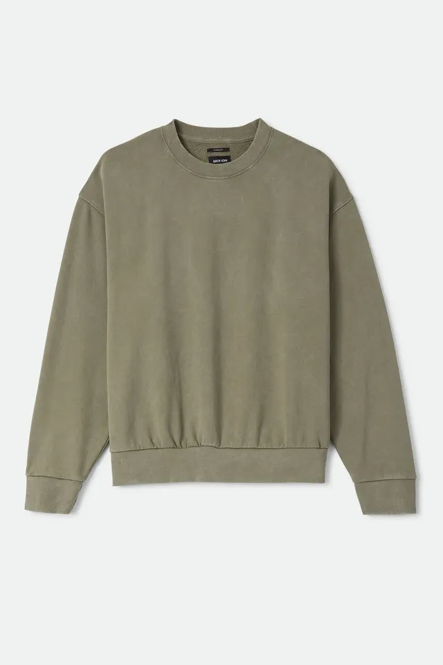 brixton-baseline-crew-sweatshirt-olive-vintage-wash image 1