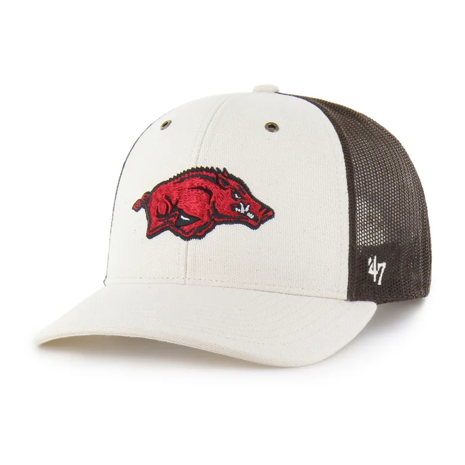 47-arkansas-razorbacks-carhartt-undyed-trucker-cap-natural image 1