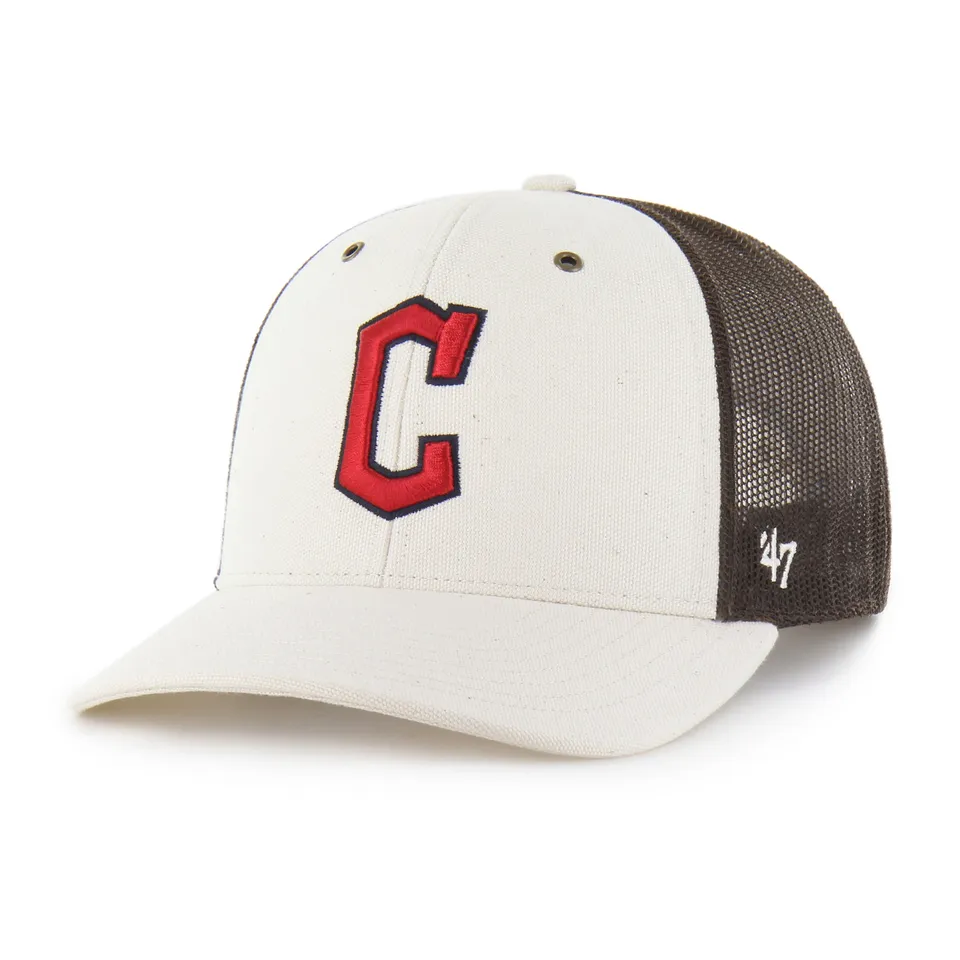 47-brand-trucker-cleveland-guardians-carhartt-trucker-cap-natural image 1