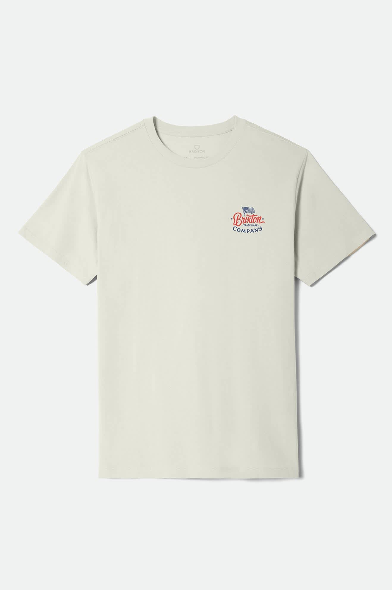 brixton-brxtn-flag-t-shirt-cream-navy-red-grafik image 1