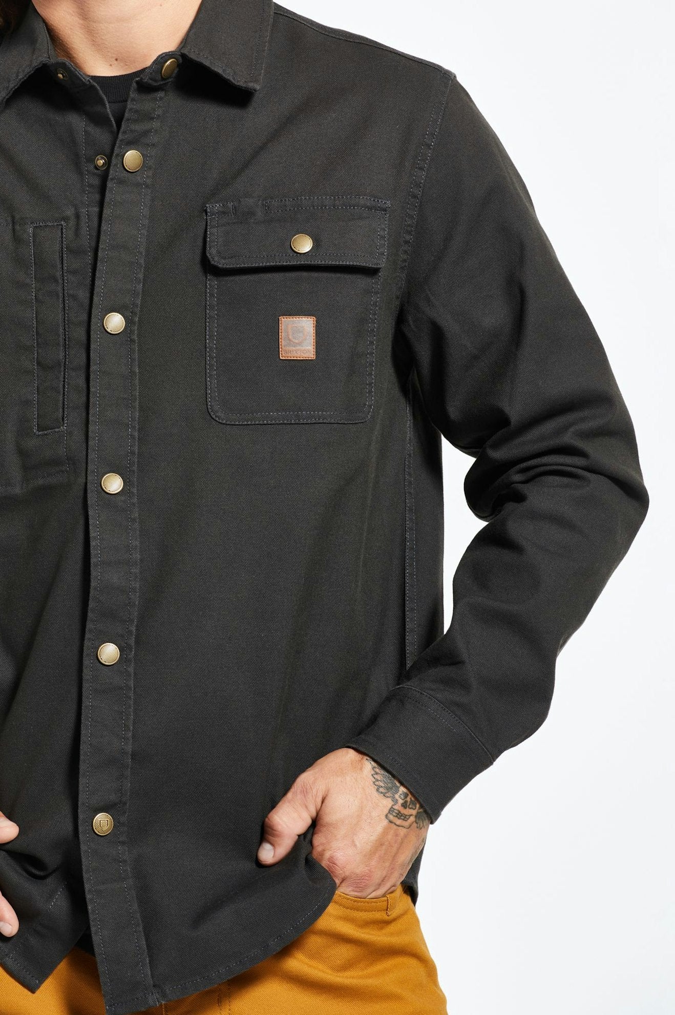 brixton-builders-stretch-overshirt-herren-schwarz-canvas image 5