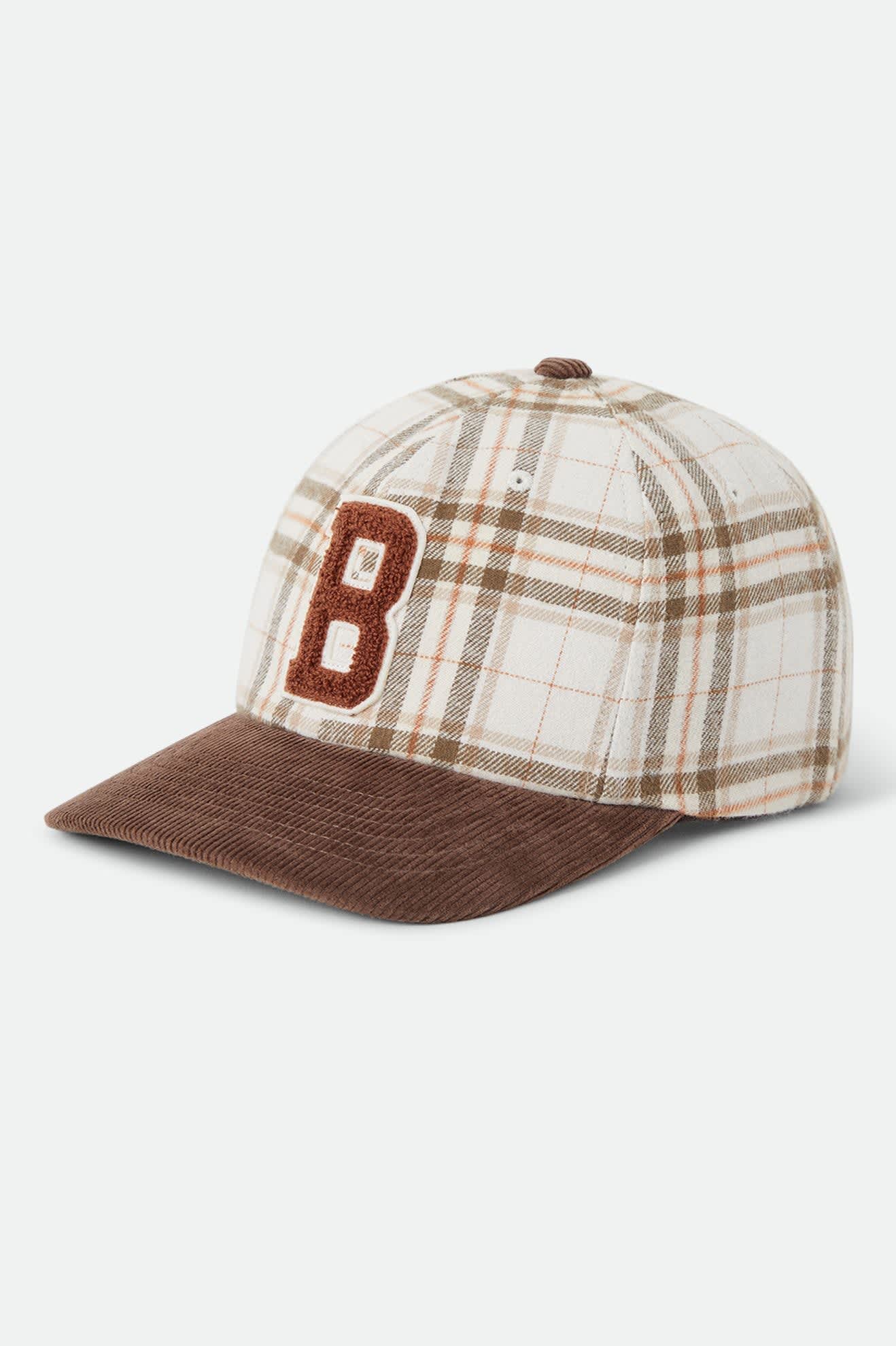 brixton-big-b-cap-whitecap-plaid-brown-cord-verstellbar image 1