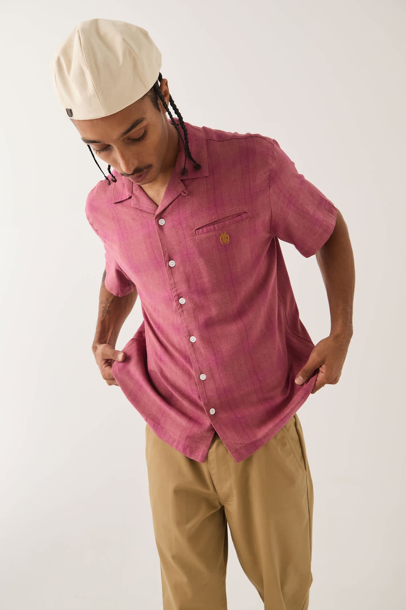 brixton-century-shirt-kurzarmhemd-pink-shadow-plaid-viskose image 7