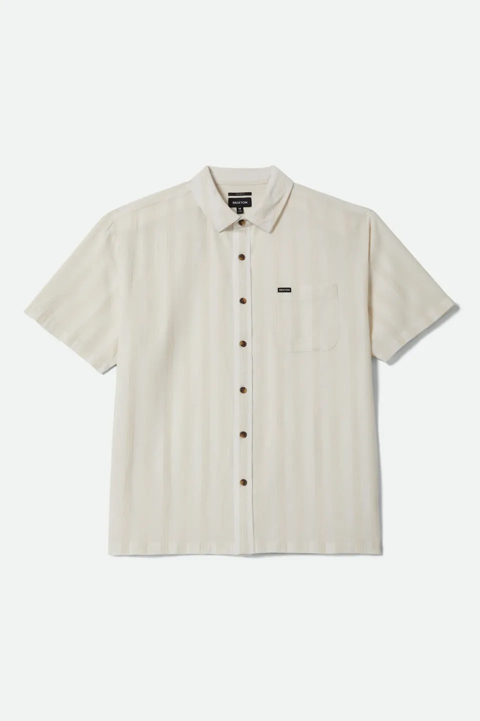 brixton-cru-kurzarmhemd-off-white-streifen-dobby image 1