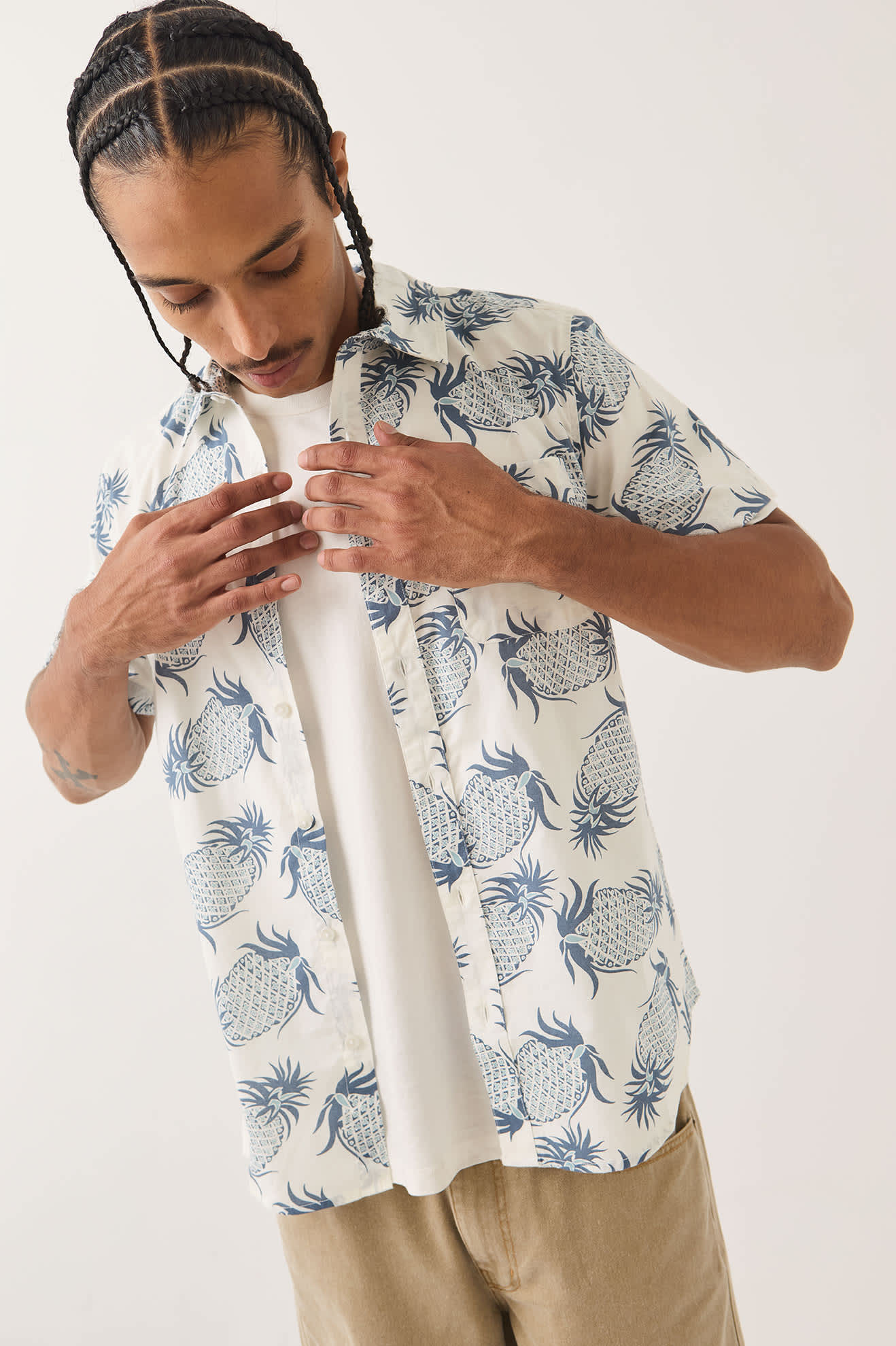 brixton-charter-print-shirt-off-white-pineapple-kurzarmhemd image 6