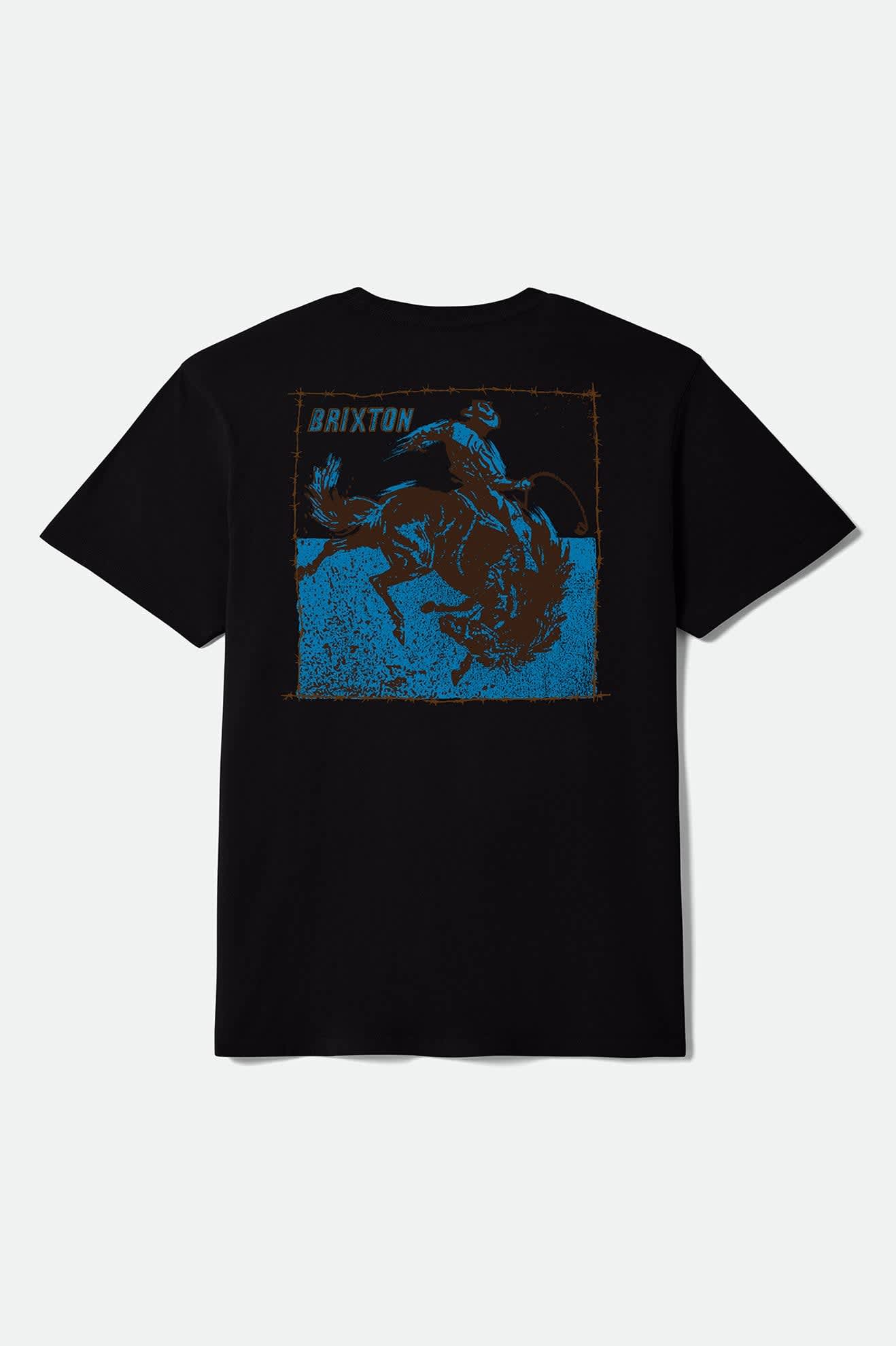 brixton-madden-t-shirt-black-worn-wash-pferd-print image 2