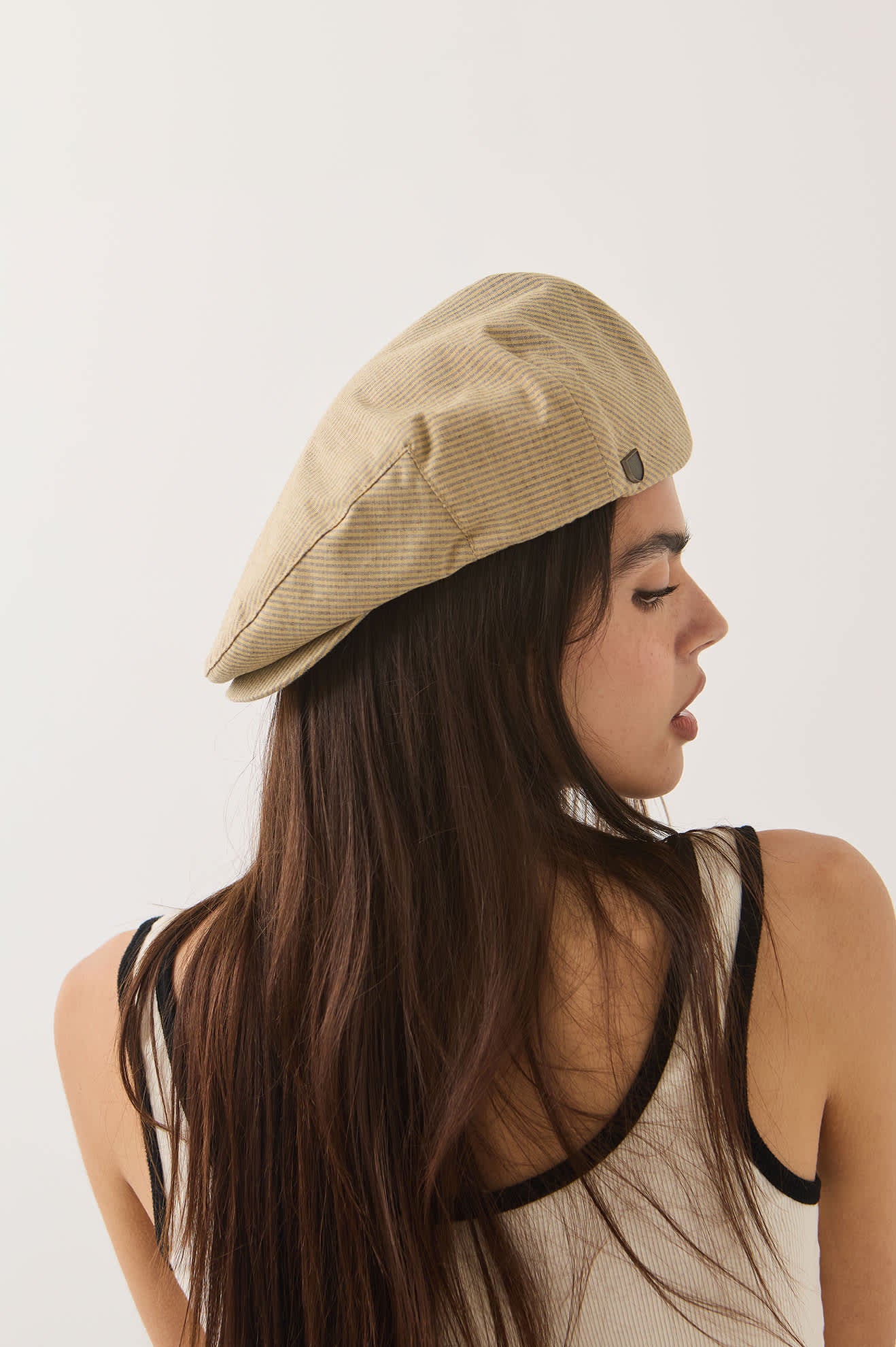 brixton-hooligan-flat-cap-khaki-stripe-washed-black-canvas image 8