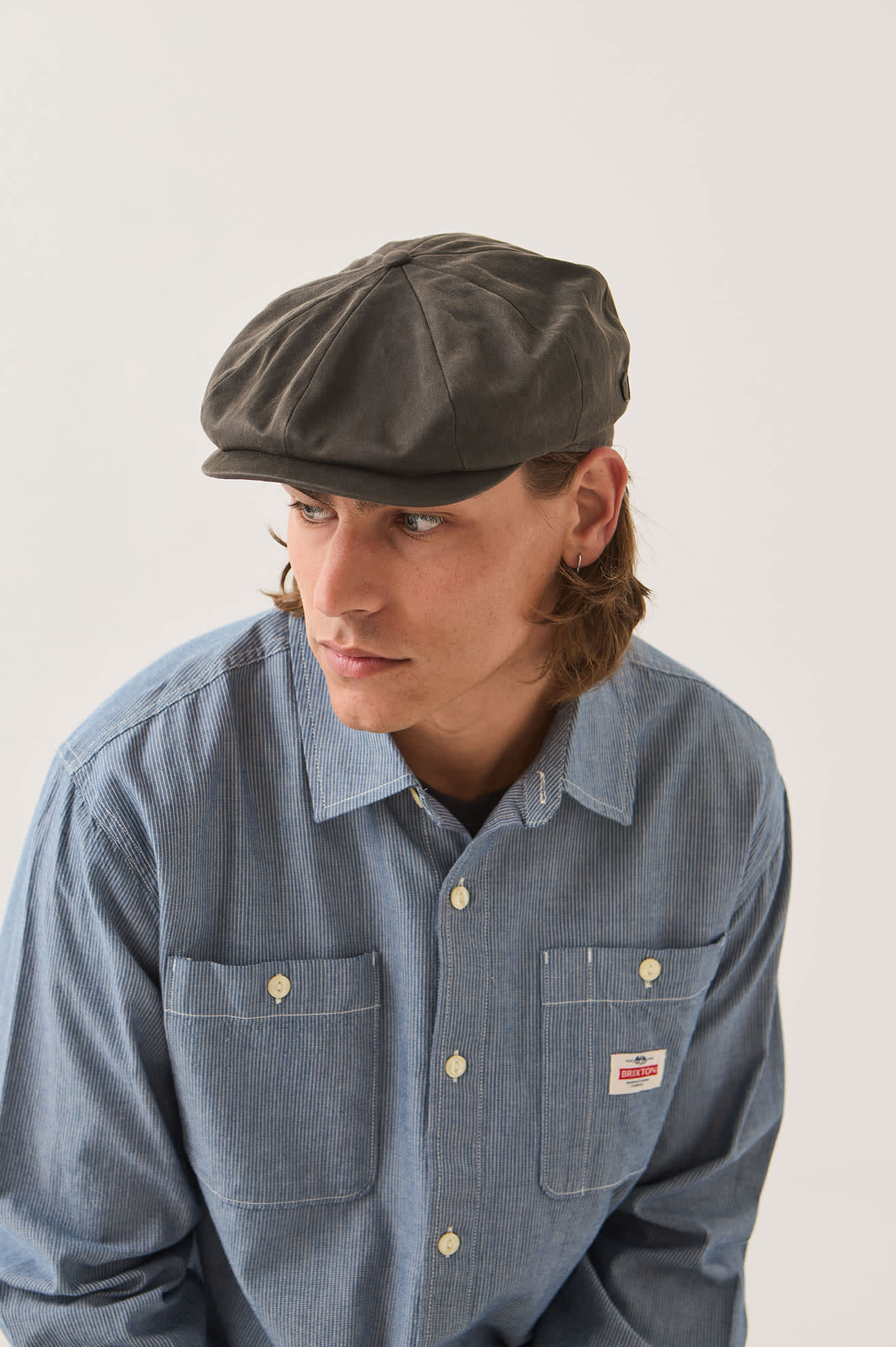 brixton-brood-baggy-flannel-snap-cap-braun-kunstleder image 5