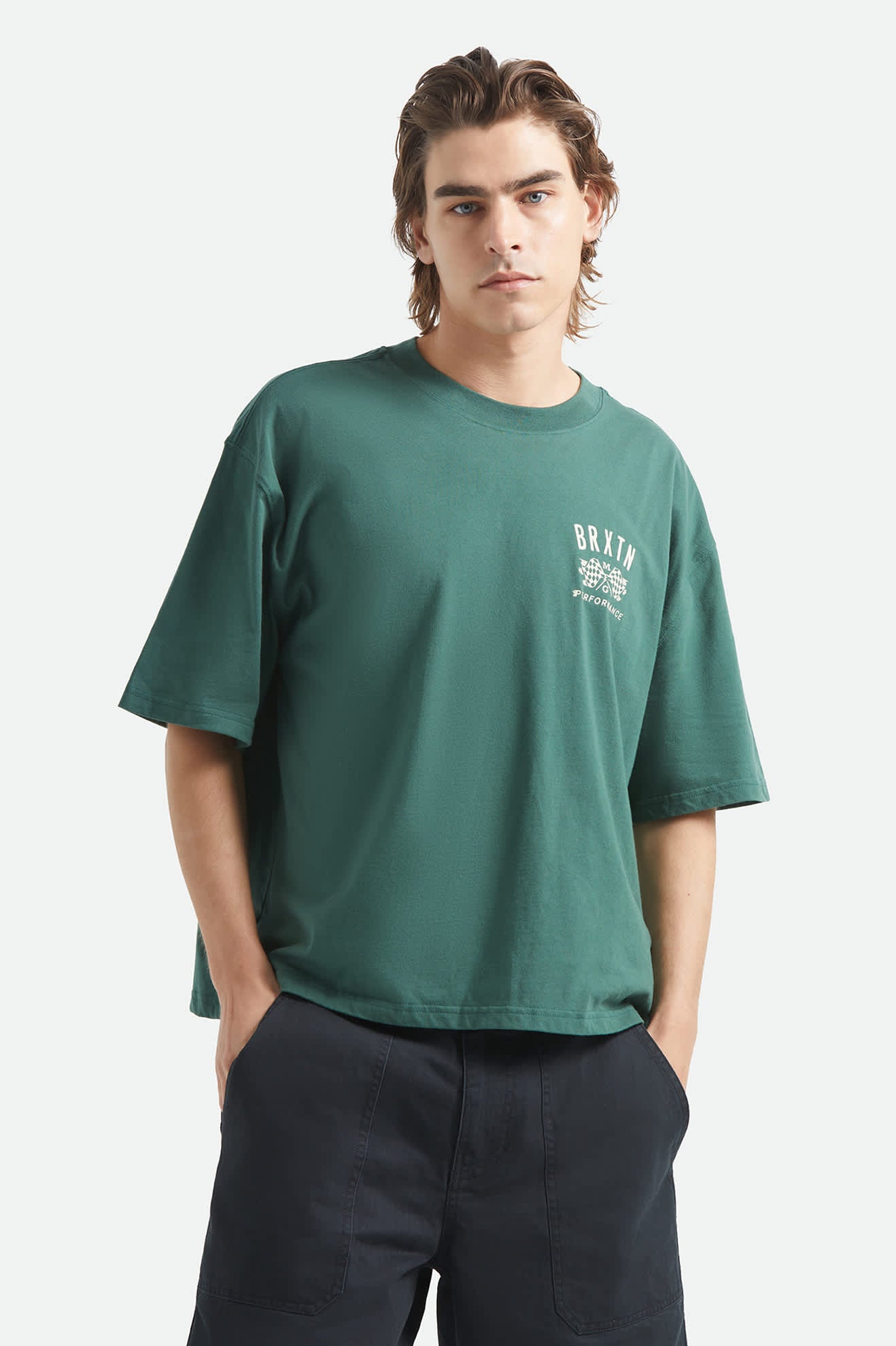 brixton-primary-cropped-shirt-primal-green-boxy image 2