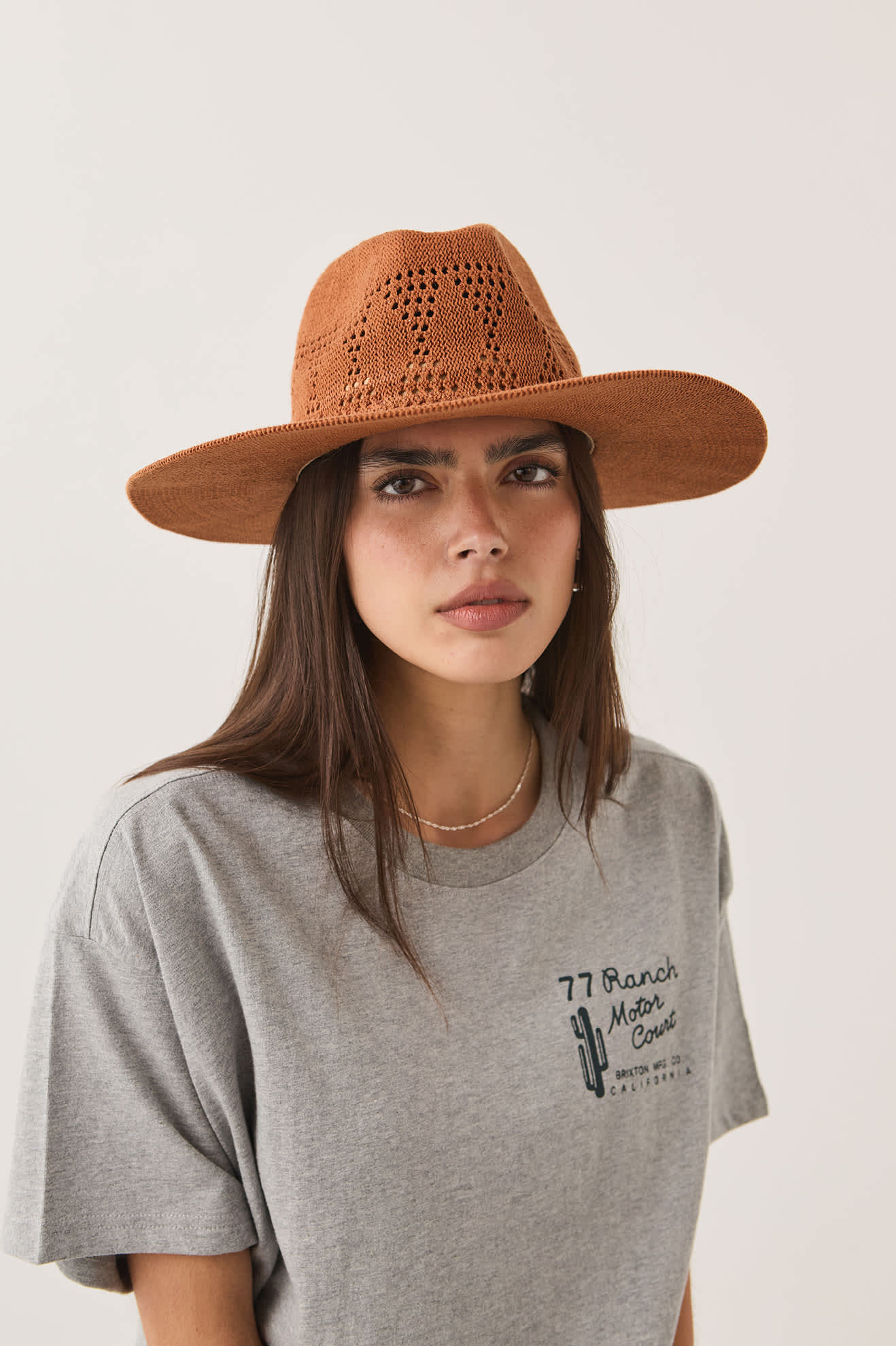 brixton-sophia-knit-packable-fedora-caramel-verstellbar-strickhut image 2