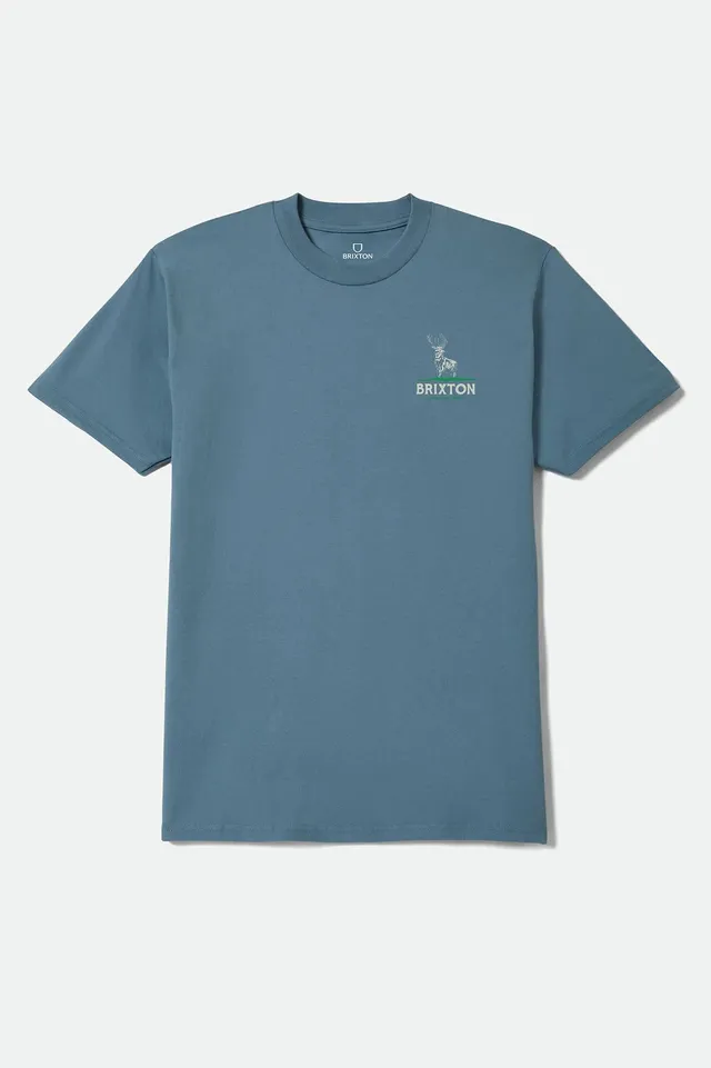 brixton-oakmont-standard-t-shirt-harbor-blue-print image 1