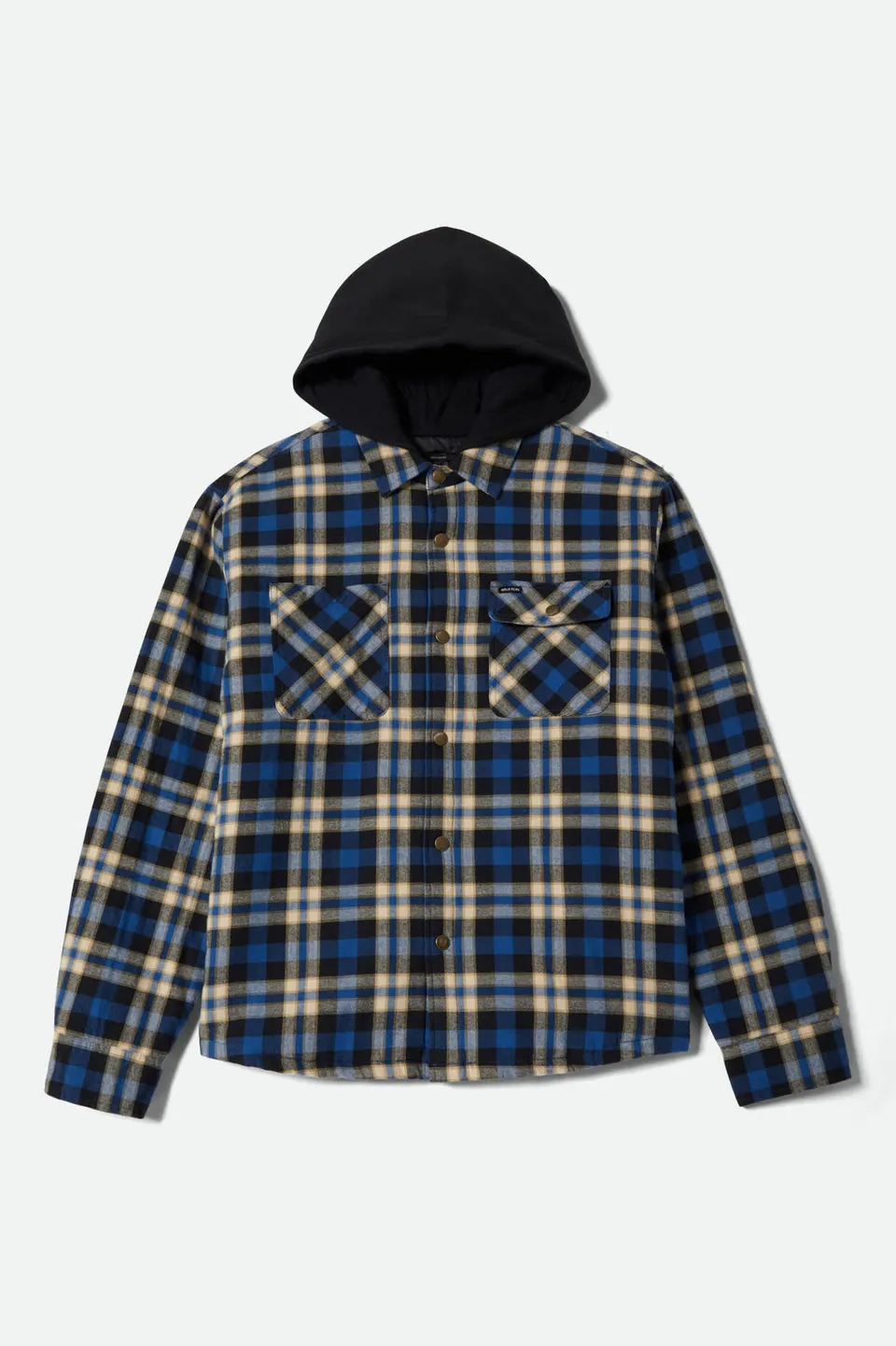 brixton-bowery-quilted-hooded-flannel-navy-cream image 1