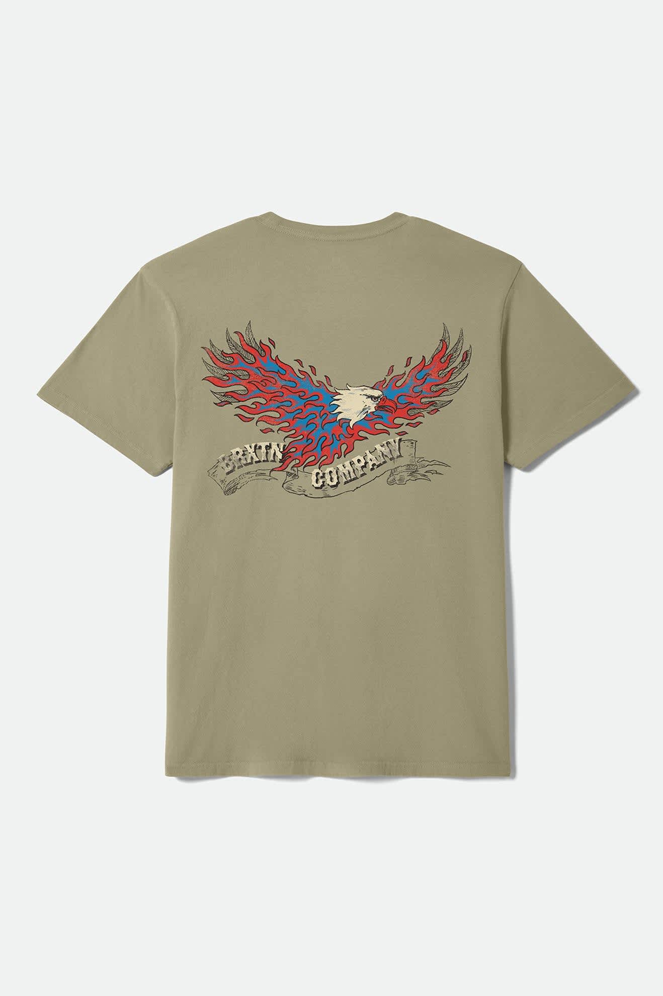 brixton-blazing-standard-t-shirt-olive-surplus-worn-wash-print image 2