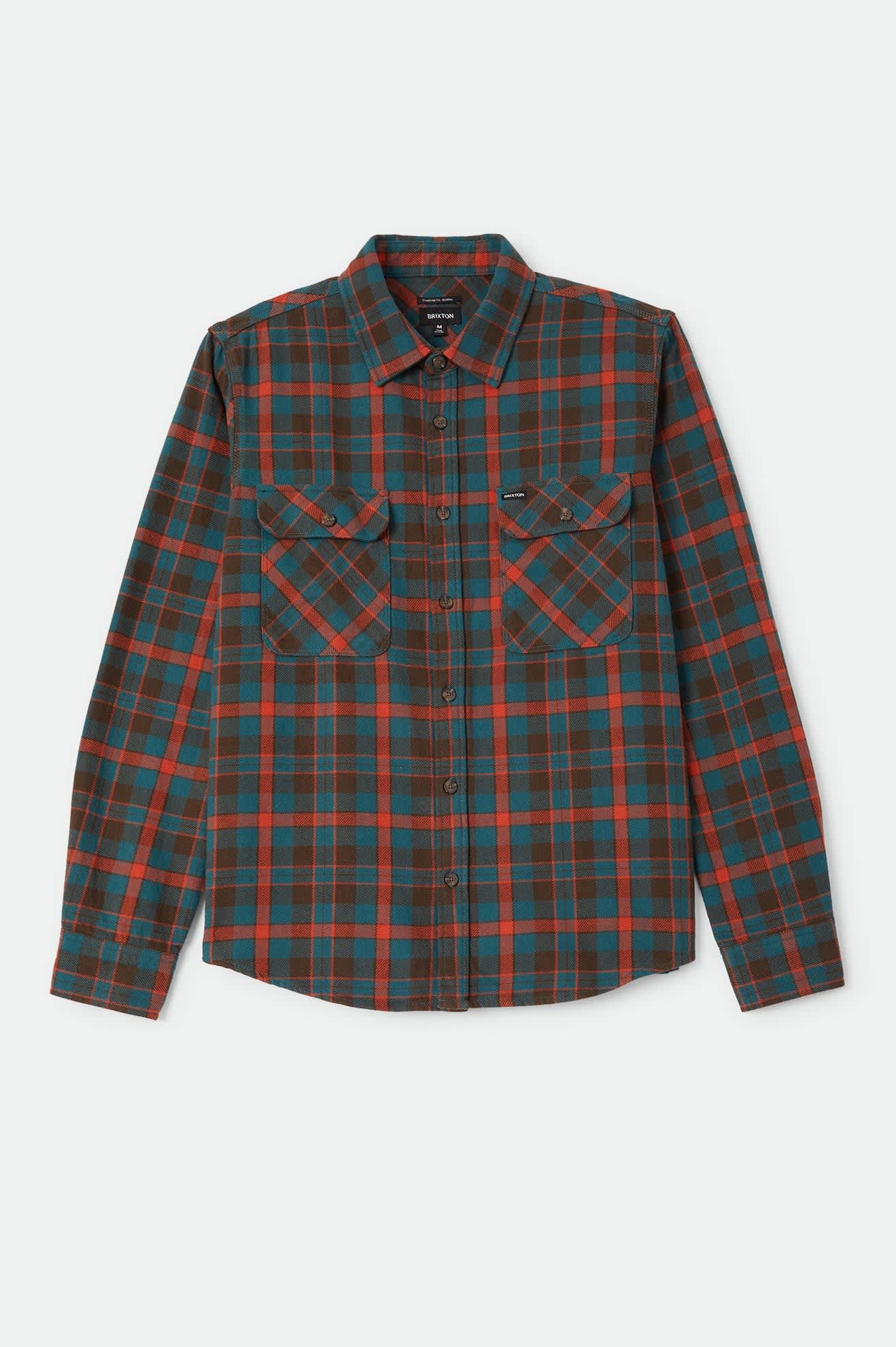 brixton-bowery-flanellhemd-walnut-brown-ultra-marine image 1