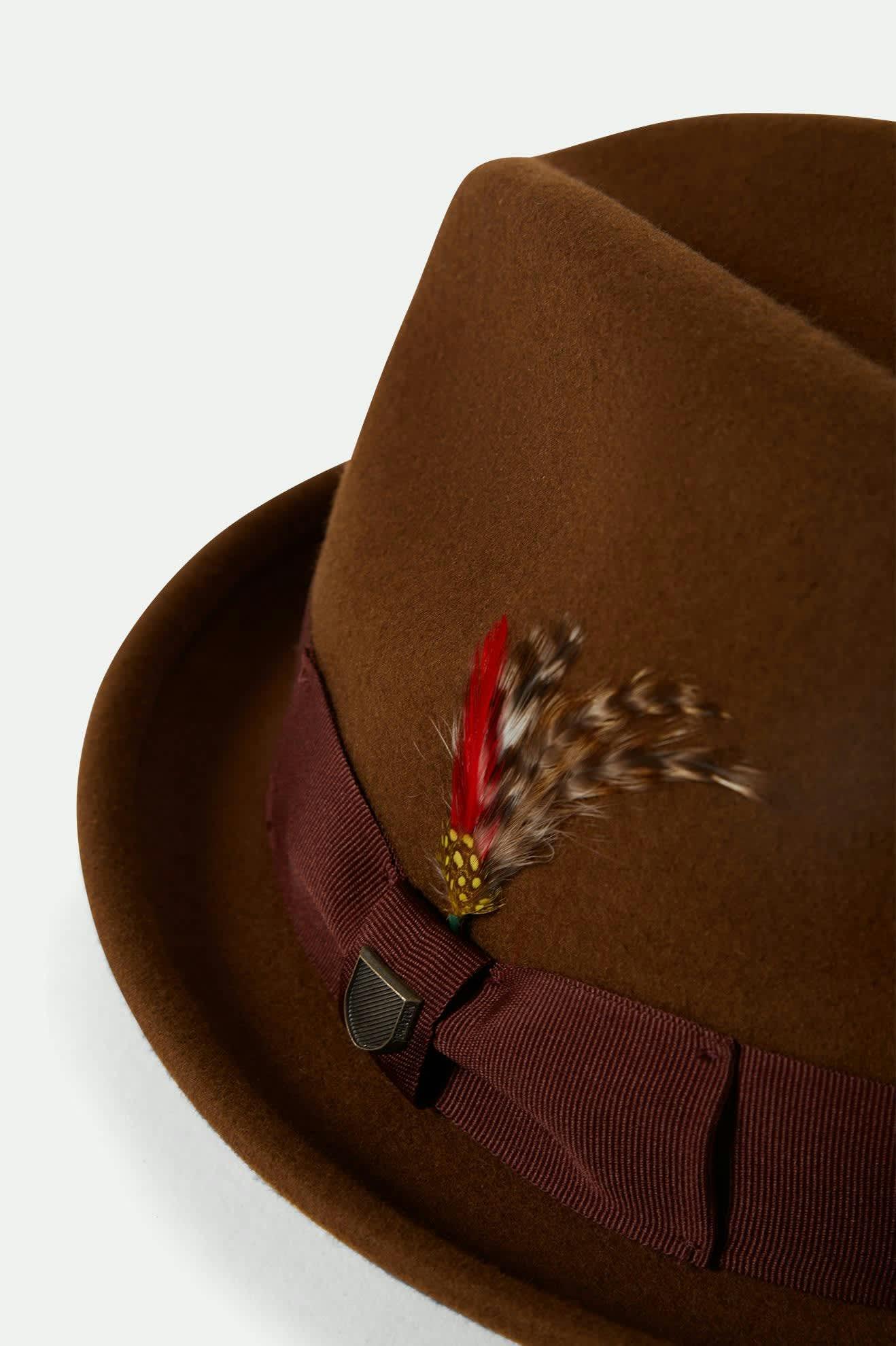 brixton-gain-fedora-hut-coffee-chestnut-filz-feder image 3
