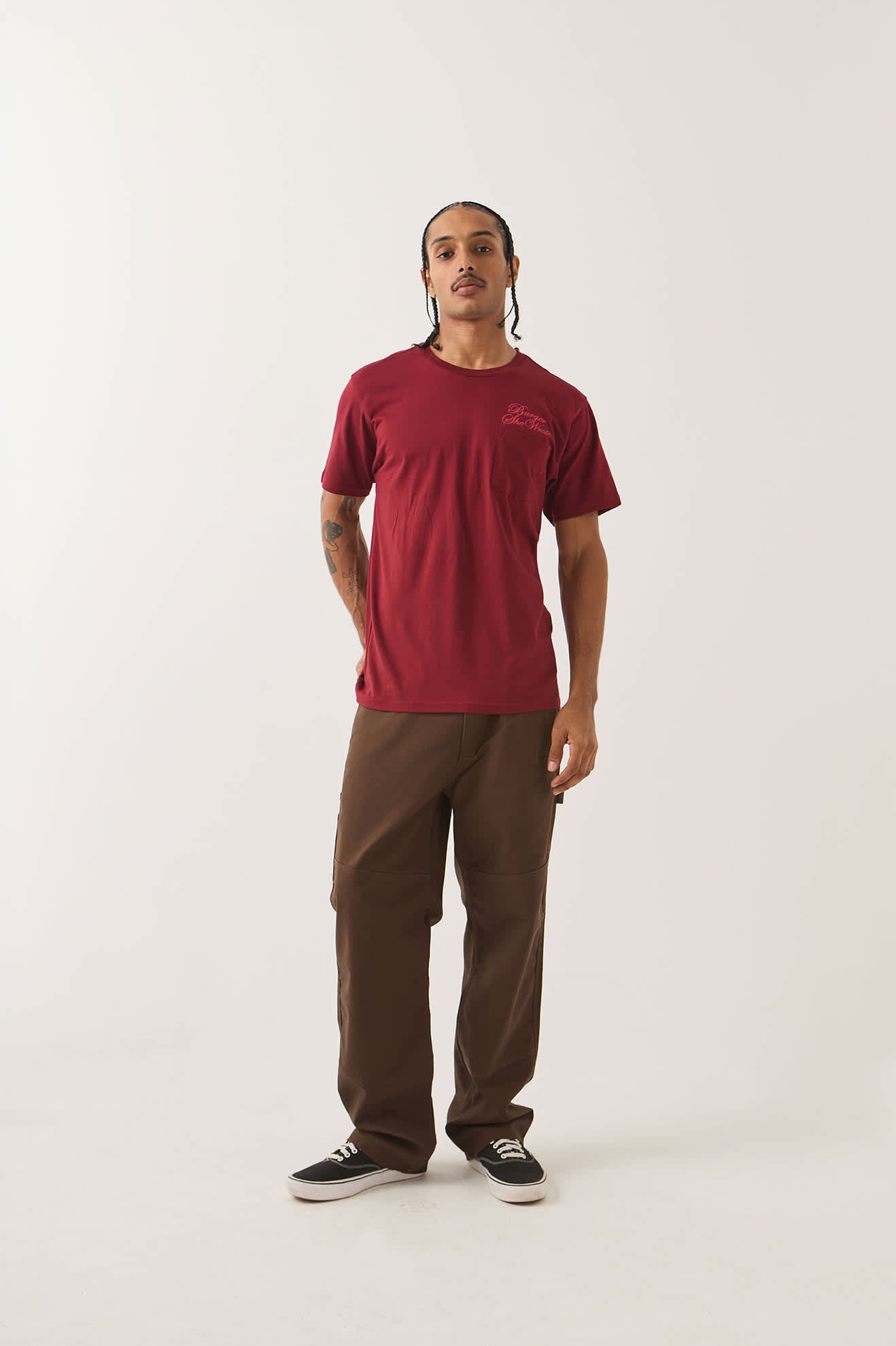 brixton-burger-she-wrote-pocket-t-shirt-burgundy-baumwolle image 2