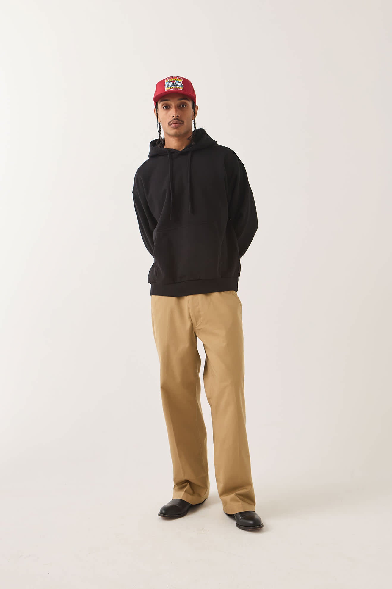 brixton-baseline-hood-fleece-hoodie-schwarz image 2
