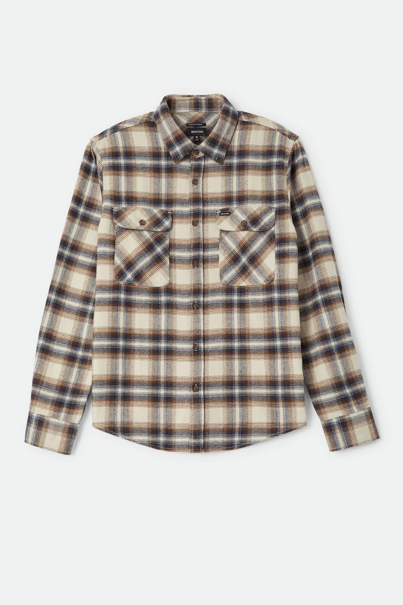 brixton-bowery-flanellhemd-soft-brown-plaid-kariert image 1