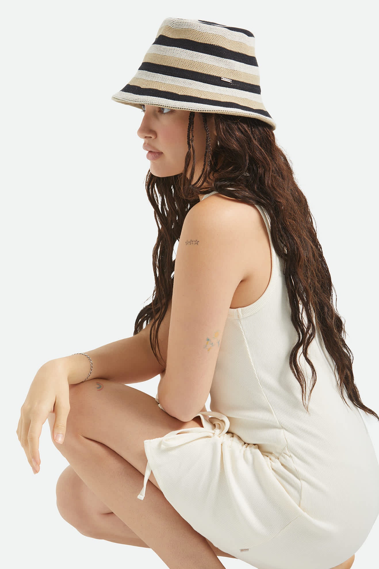 brixton-lisboa-bucket-hat-schwarz-sand-strick image 3