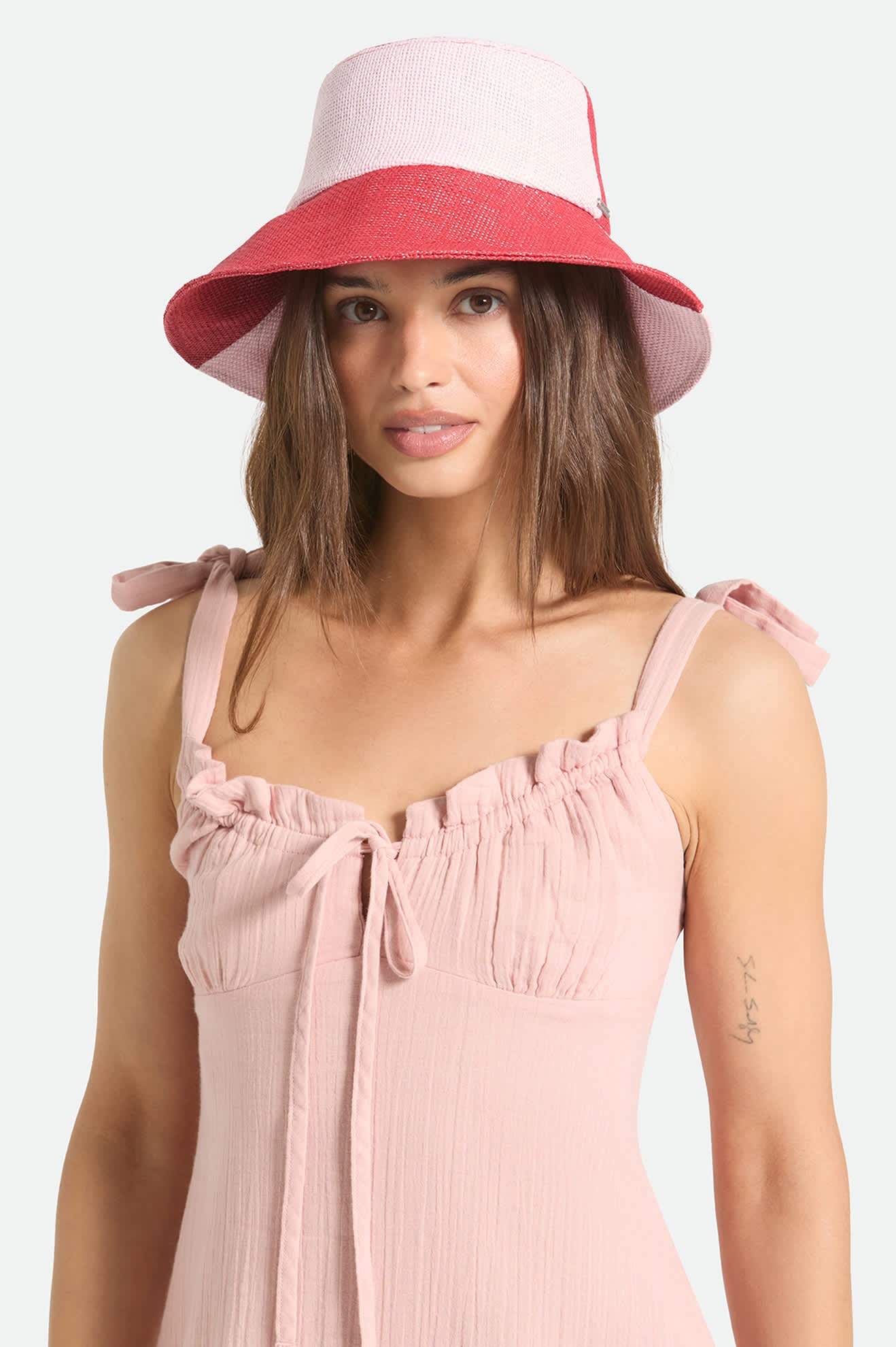 brixton-harmony-bucket-hat-silber-pink-strohhut-packbar image 2