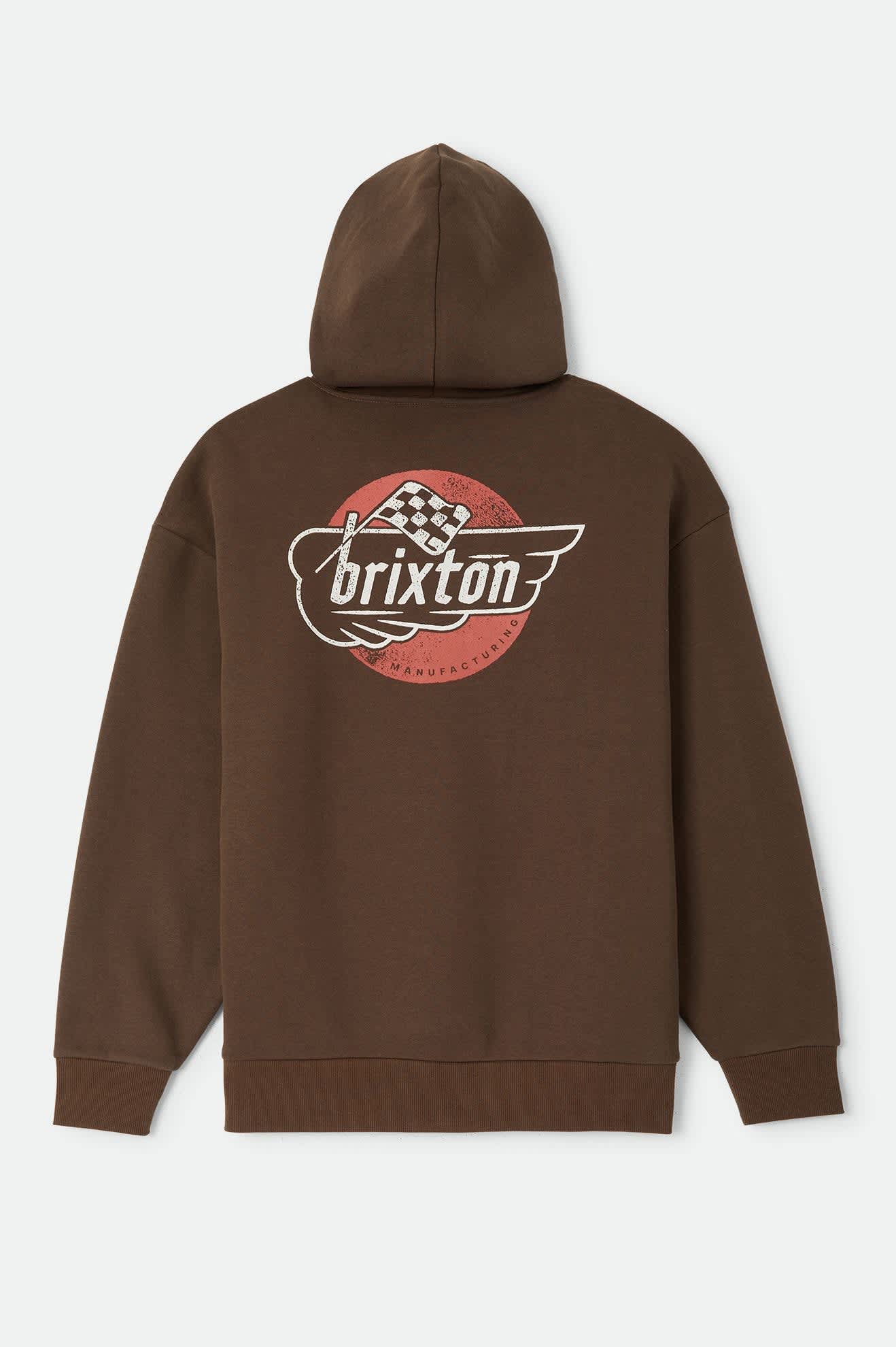 brixton-heyward-hood-hoodie-walnut-brown-fleece-print image 2