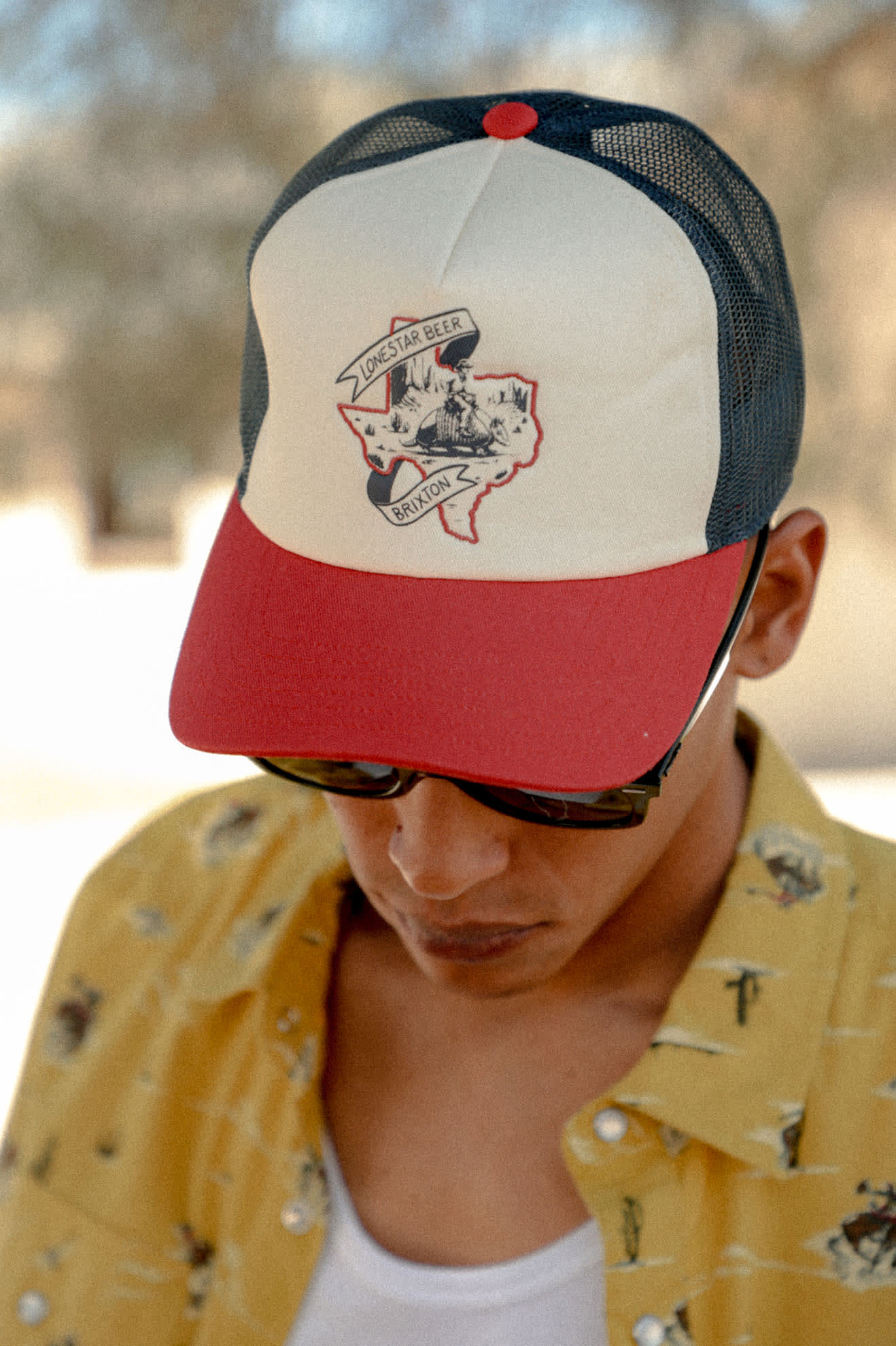 brixton-lone-star-trucker-cap-snapback-rot-wei-blau-mesh image 3