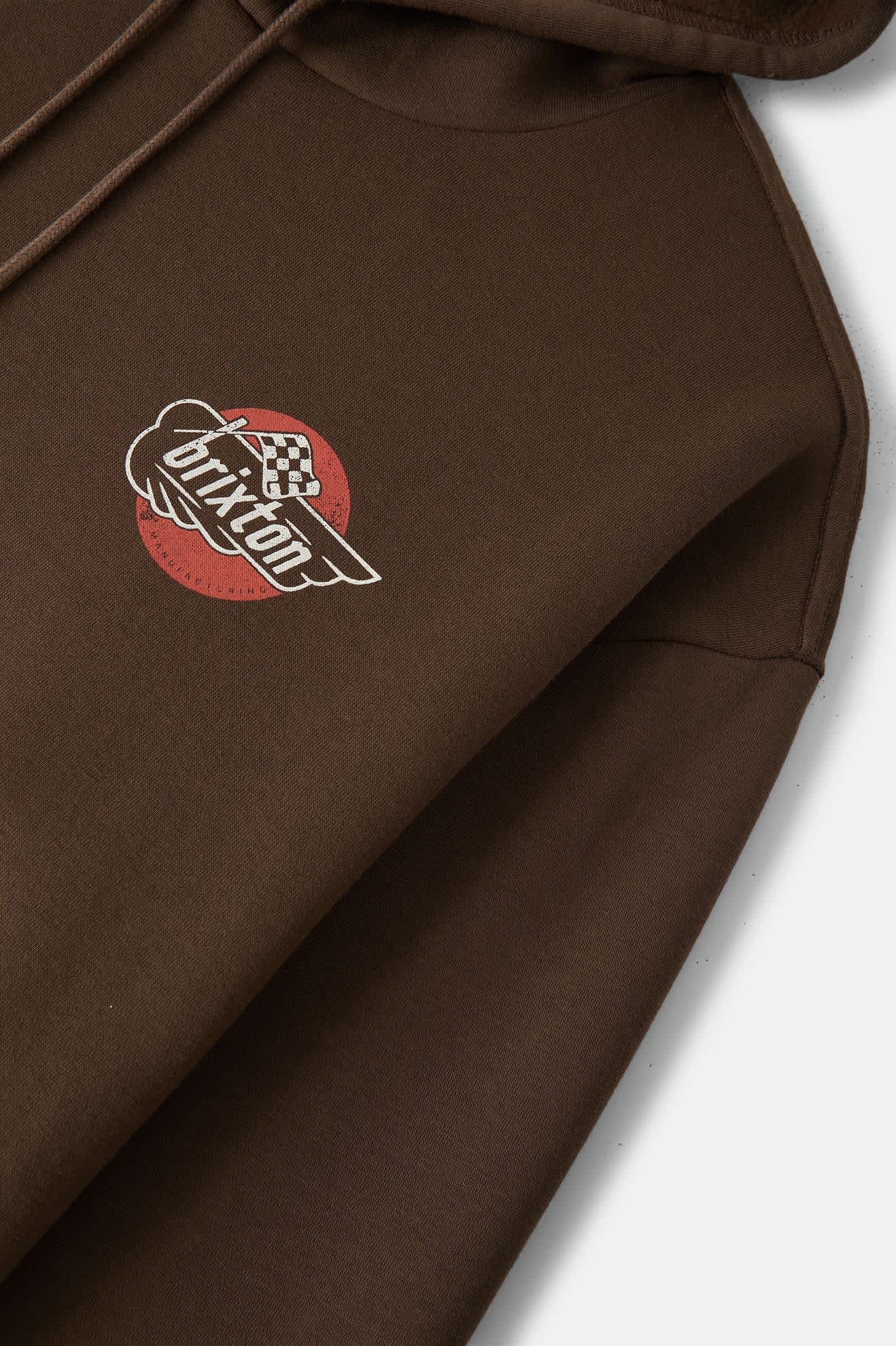 brixton-heyward-hood-hoodie-walnut-brown-fleece-print image 4