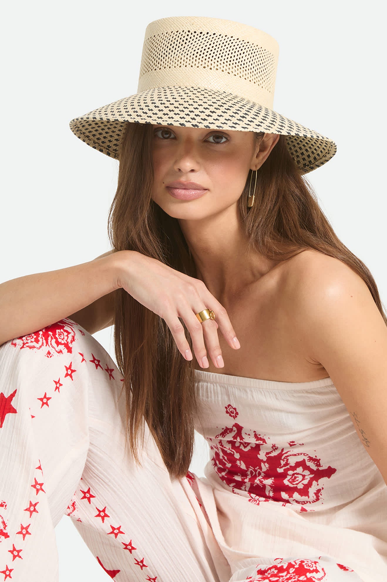 brixton-lilith-panama-bucket-hat-natural-black-stroh image 2