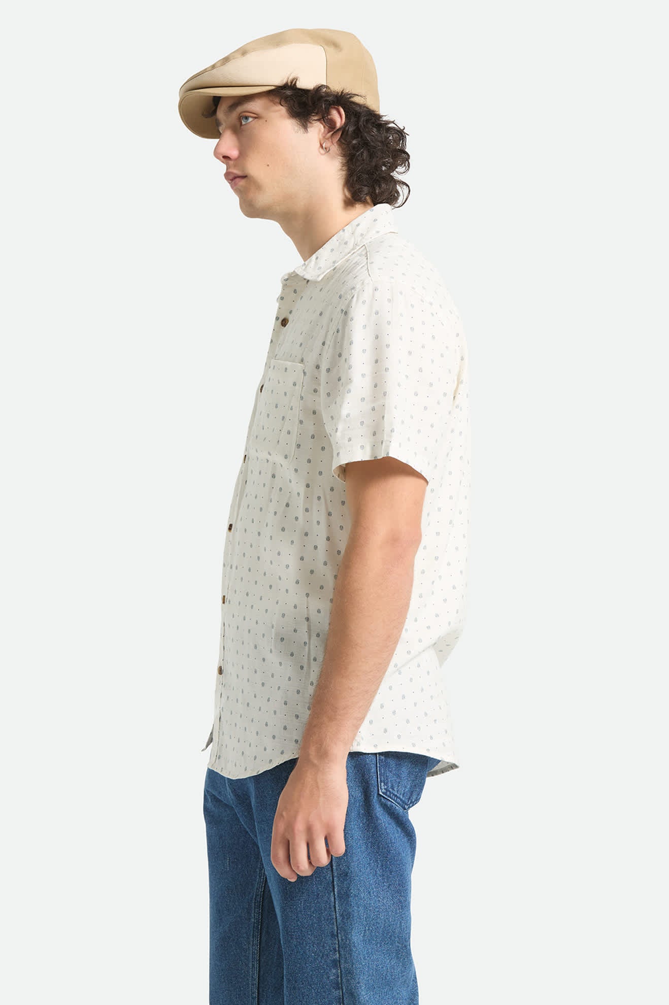 brixton-charter-slub-kurzarmhemd-off-white-micro-geo image 3