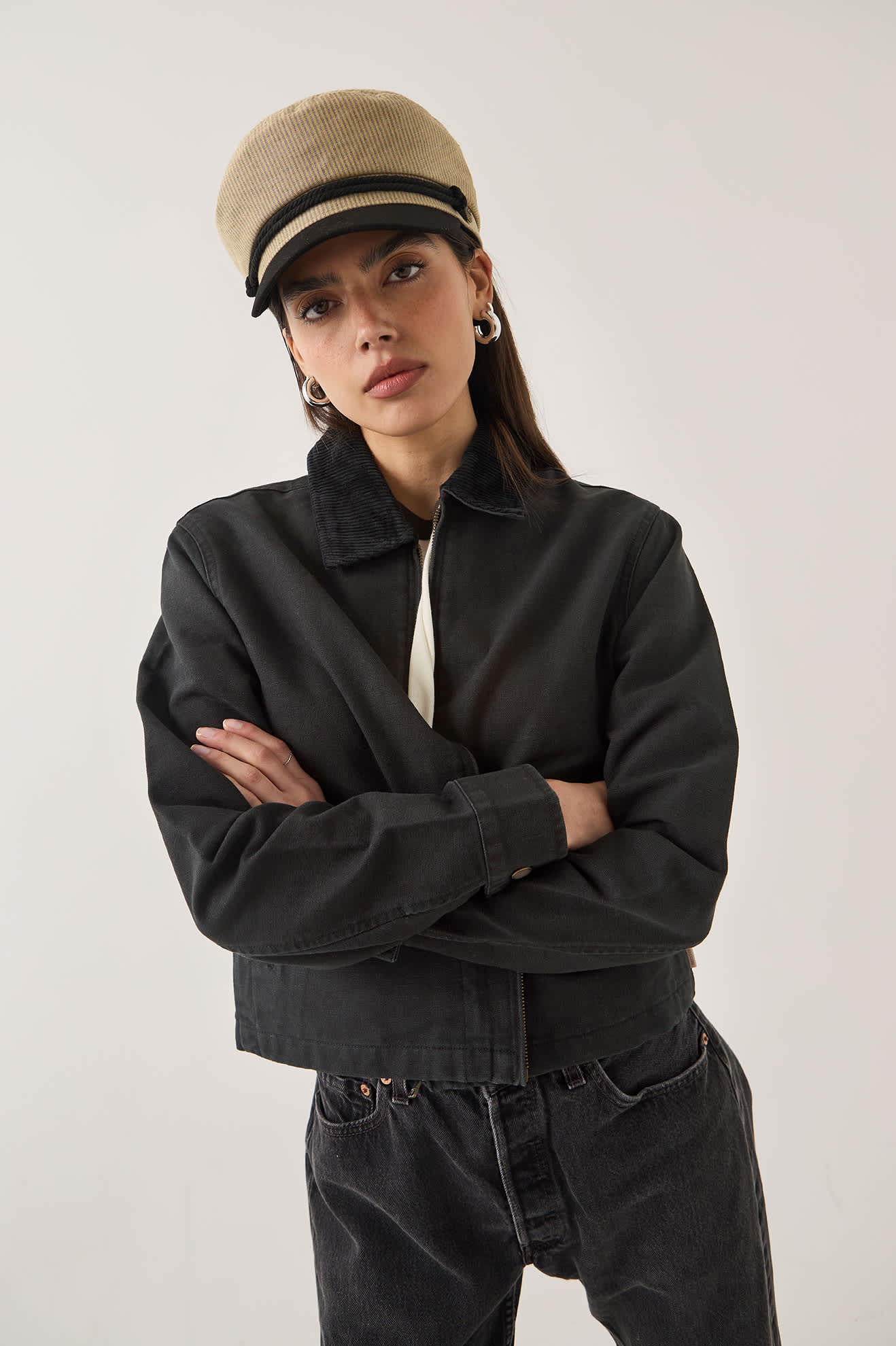 brixton-mechanics-garage-zip-jacke-damen-schwarz-canvas image 3