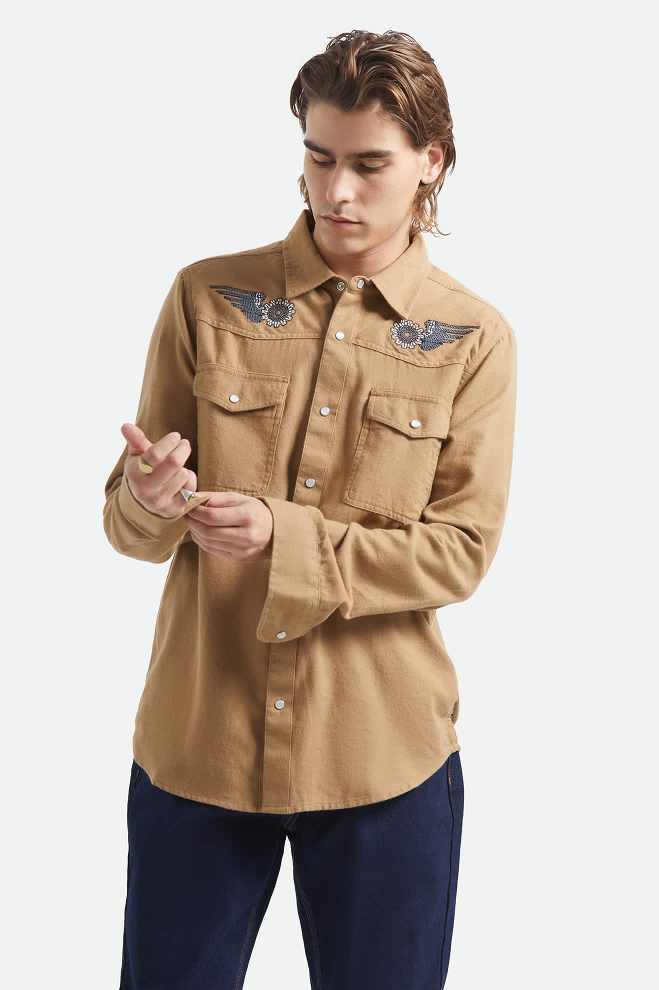 brixton-waylon-lightweight-overshirt-hemd-khaki-baumwolle image 2