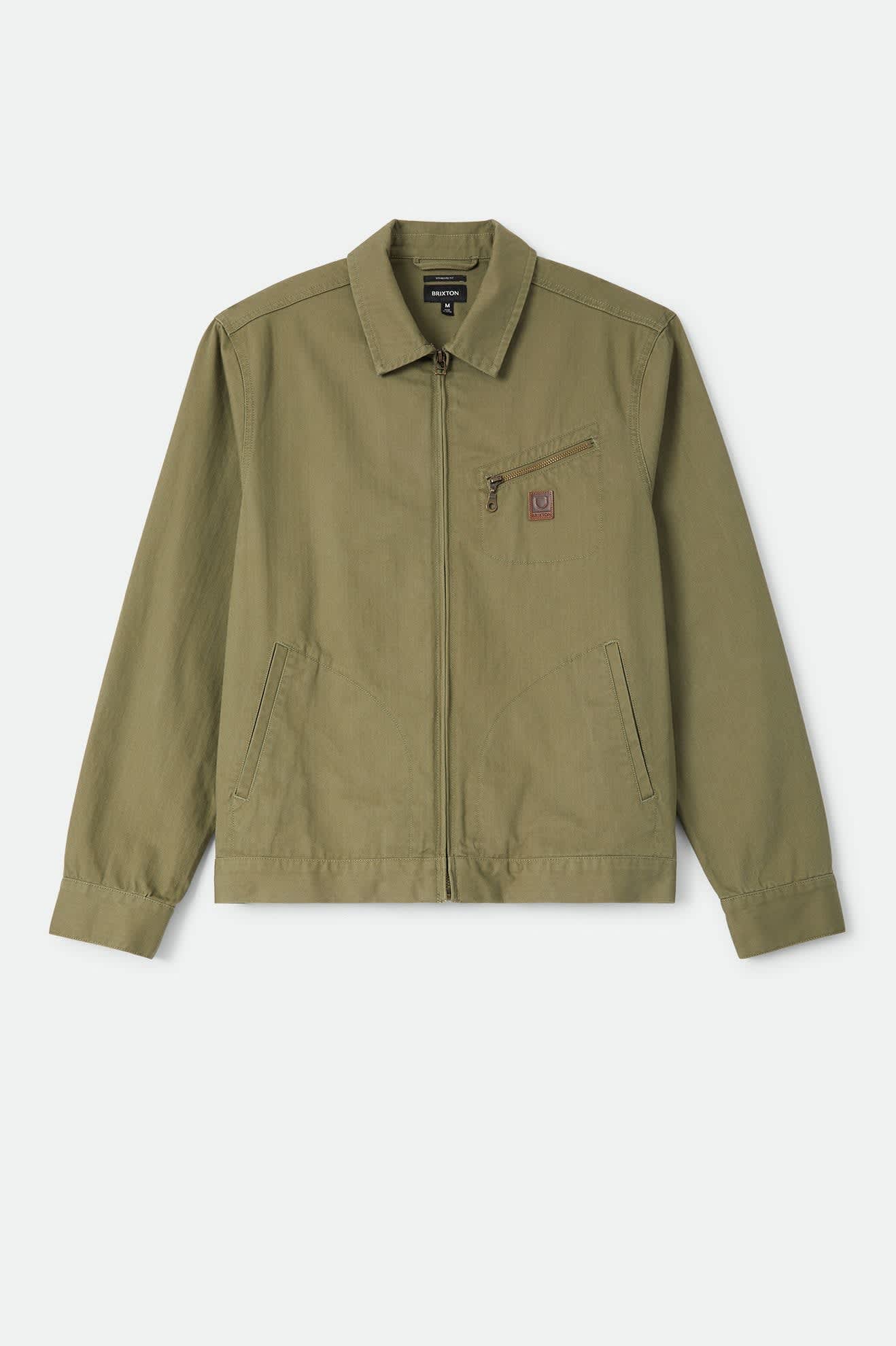 brixton-mechanic-garage-zip-jacke-olive-surplus-canvas image 1