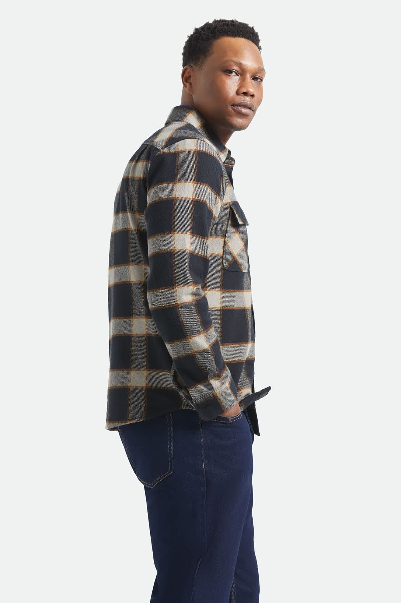 brixton-bowery-flannel-herren-flanellhemd-black-cream image 3