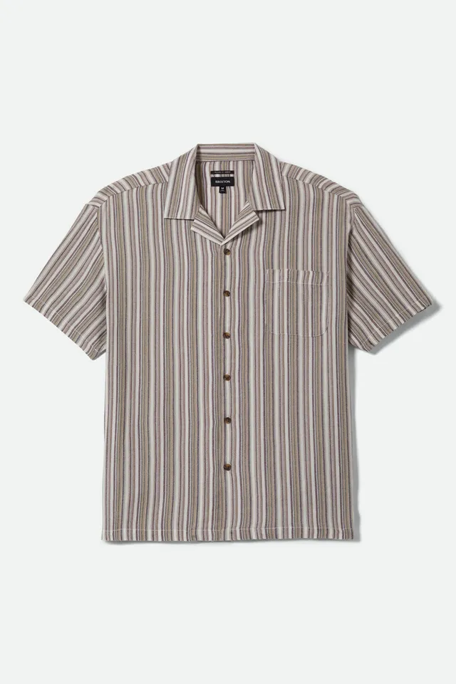 brixton-bunker-twisted-stripe-kurzarmhemd-robust-red-viskose image 1