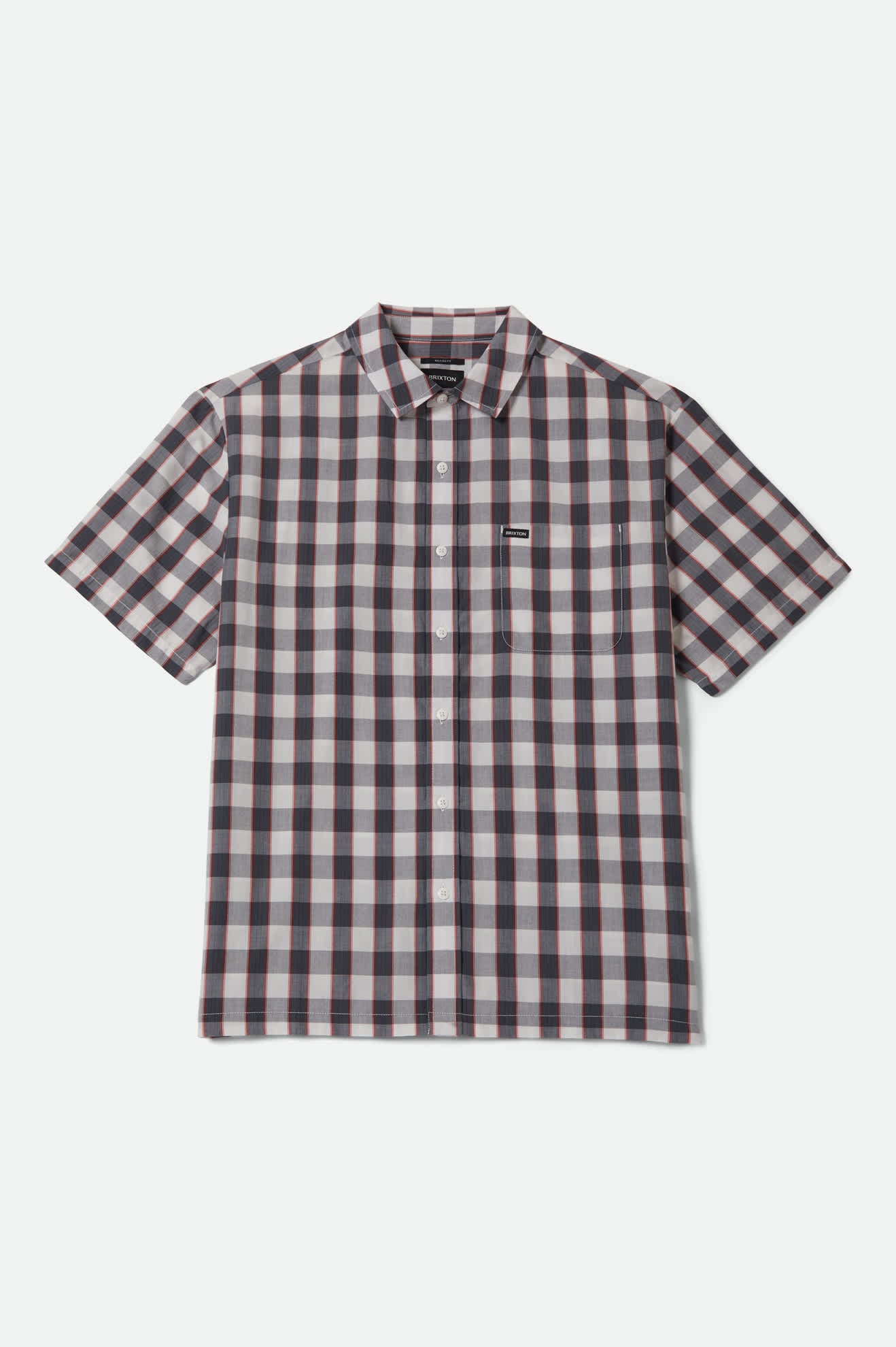 brixton-cru-plaid-kurzarmhemd-schwarz-off-white-rot-karohemd image 1