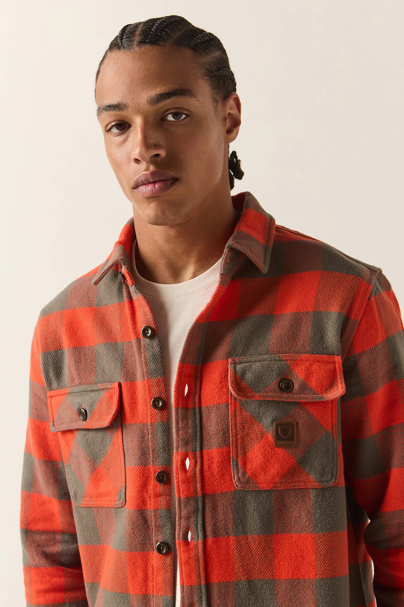 brixton-bowery-heavyweight-flanellhemd-washed-red-grey image 4